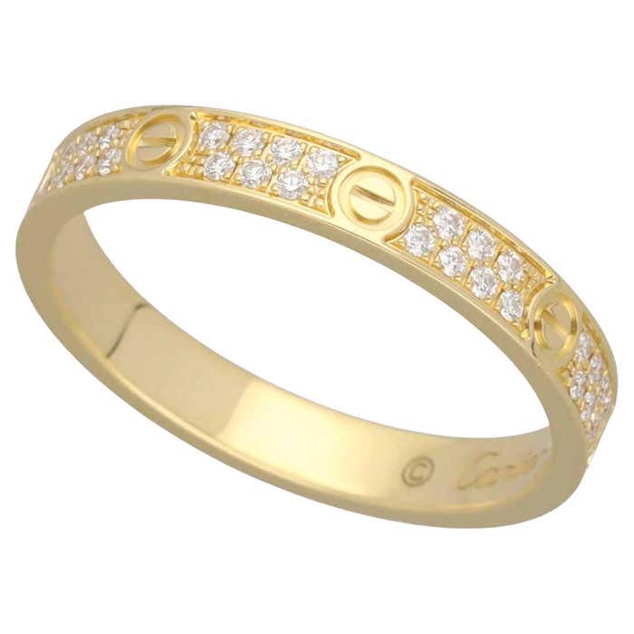 Cartier Mini Love Ring Small 18K Yellow Gold Diamonds 0.19ct US 4 For ...