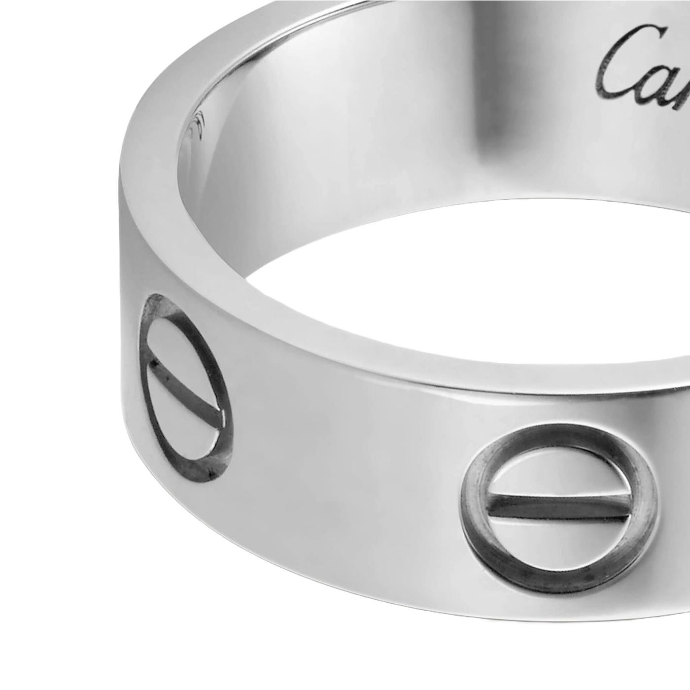 Modernist Cartier Love Ring White Gold 63 Size Wedding Band For Sale