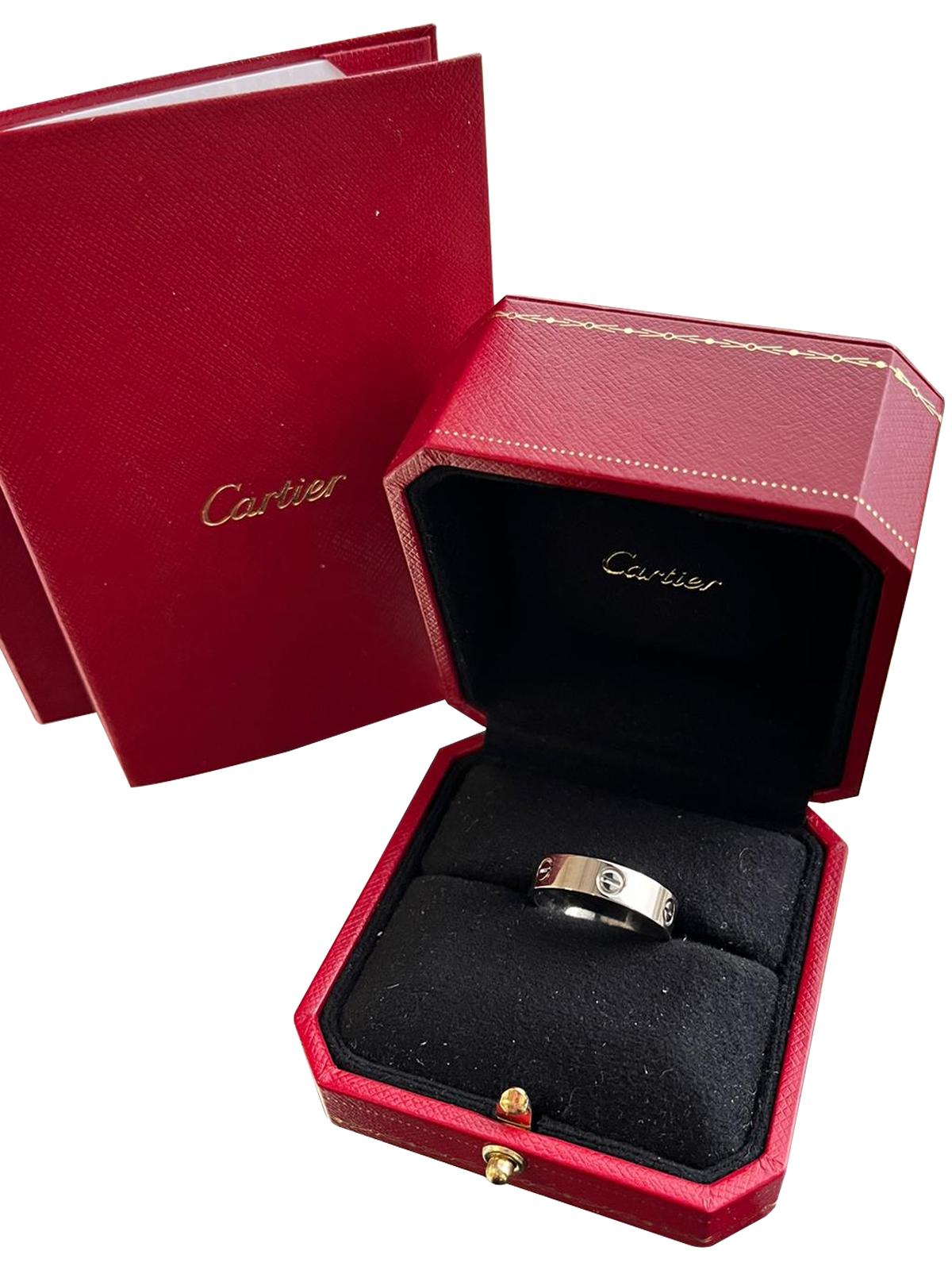 Cartier Love Ring White Gold 63 Size Wedding Band For Sale 2