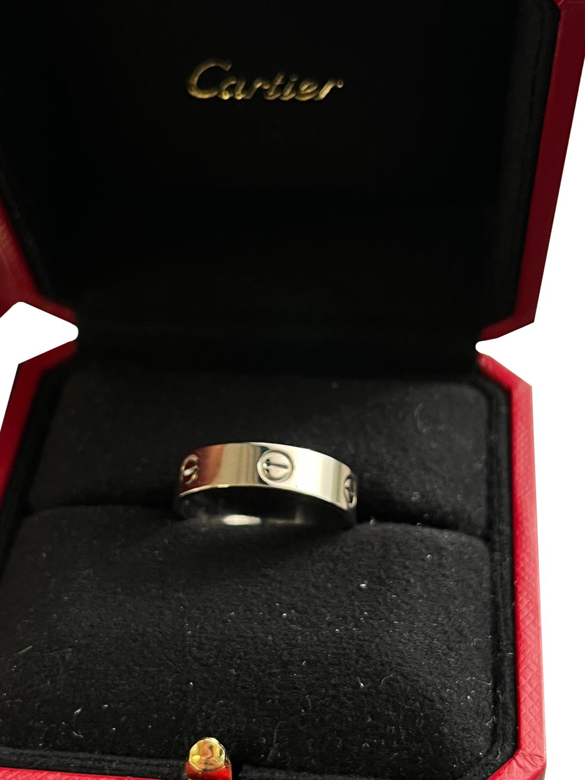 Women's Cartier Love Ring White Gold 63 Size Wedding Band For Sale