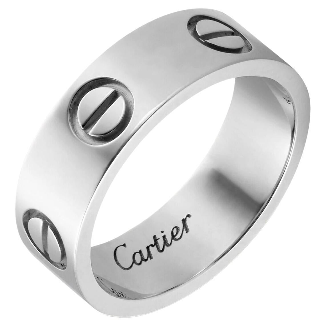 Cartier Love Ring White Gold 63 Size Wedding Band For Sale
