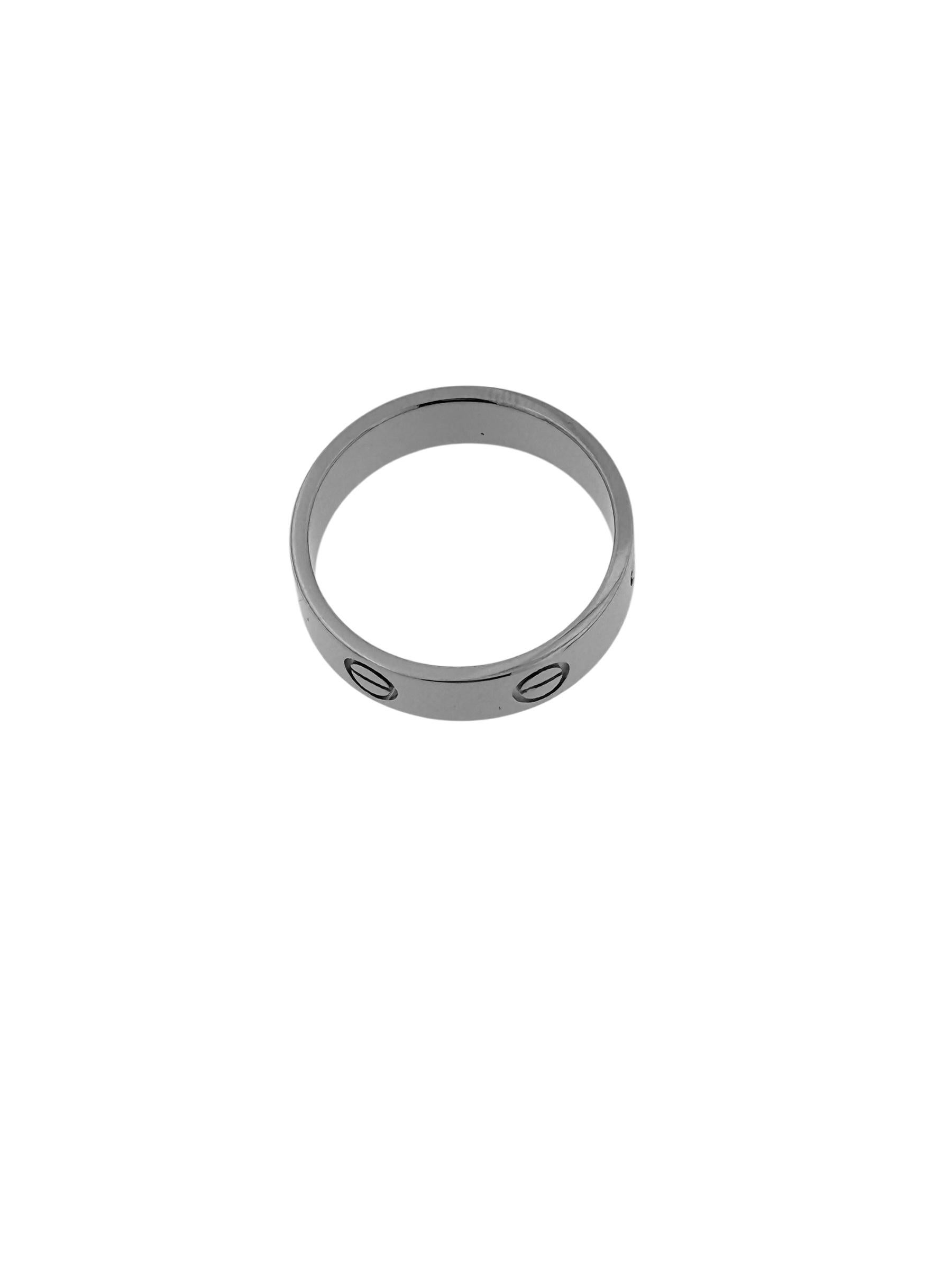 Artisan Cartier Love Ring White Gold size 57 For Sale