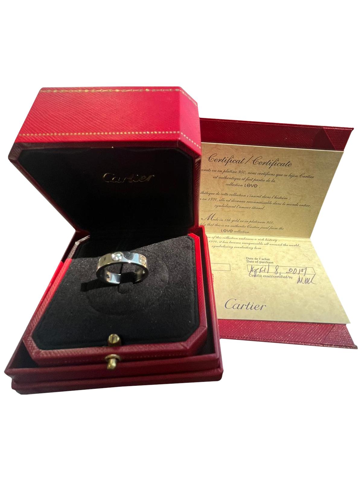 Cartier Love Ring aus Weißgold mit 0,22 Karat 3 Diamanten im Brillantschliff im Angebot 1