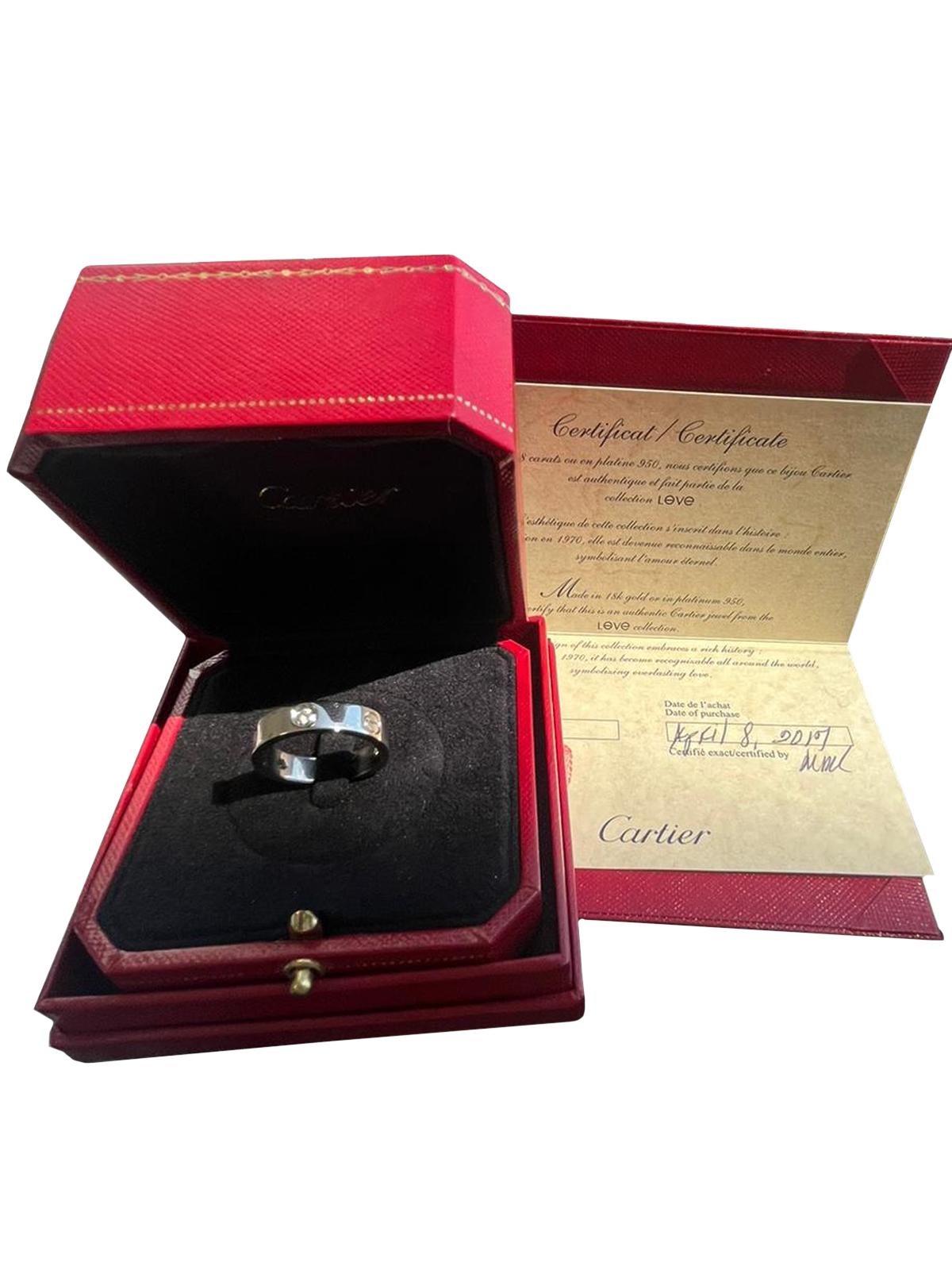 Cartier Love Ring aus Weißgold mit 0,22 Karat 3 Diamanten im Brillantschliff im Angebot 2