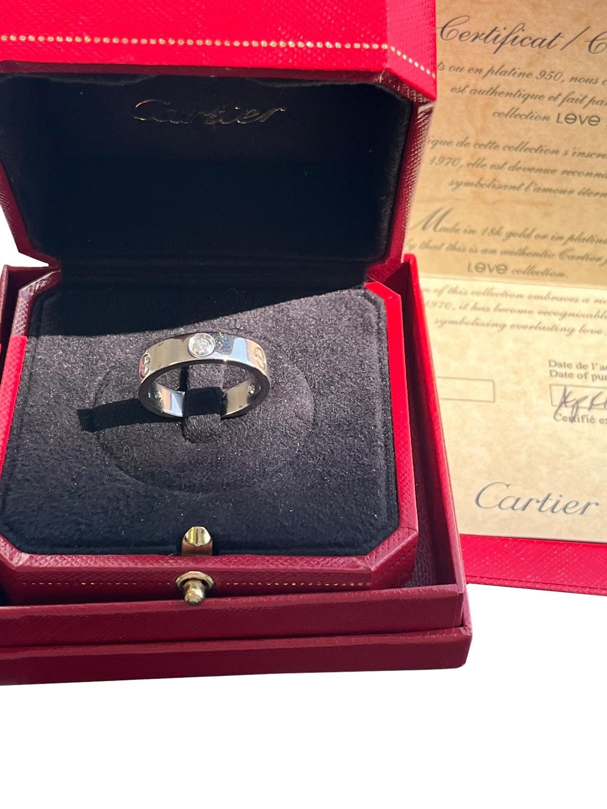Cartier Love Ring with 0.22 Carat 3 Brilliant Cut Diamonds In White Gold For Sale 1