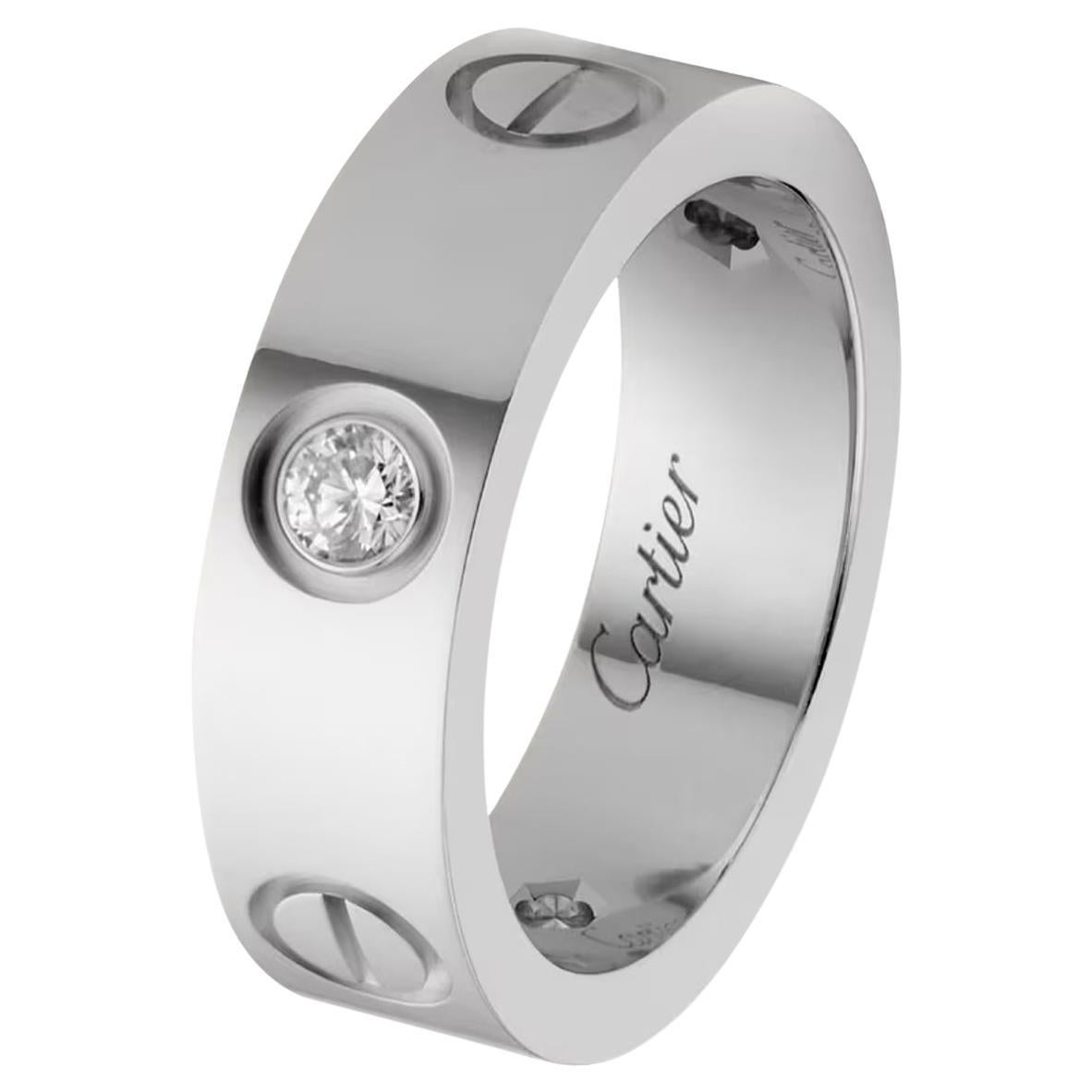 Cartier Love Ring with 0.22 Carat 3 Brilliant Cut Diamonds In White Gold For Sale