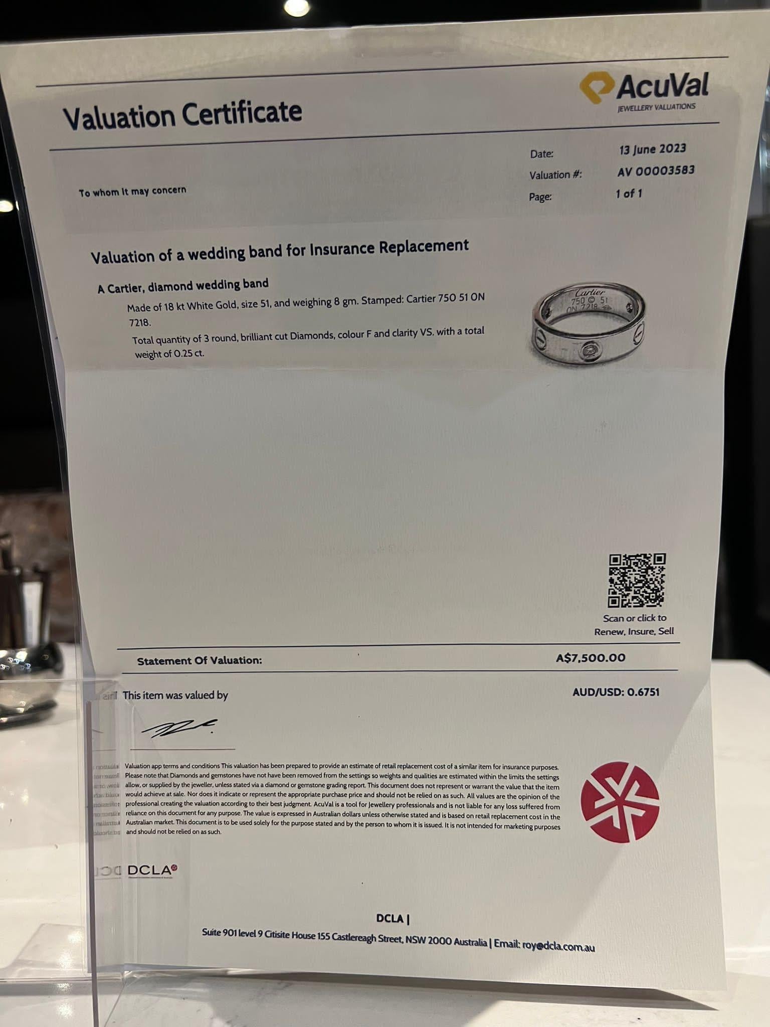 Cartier Love Ring with 3 Diamonds 0.25ct 10