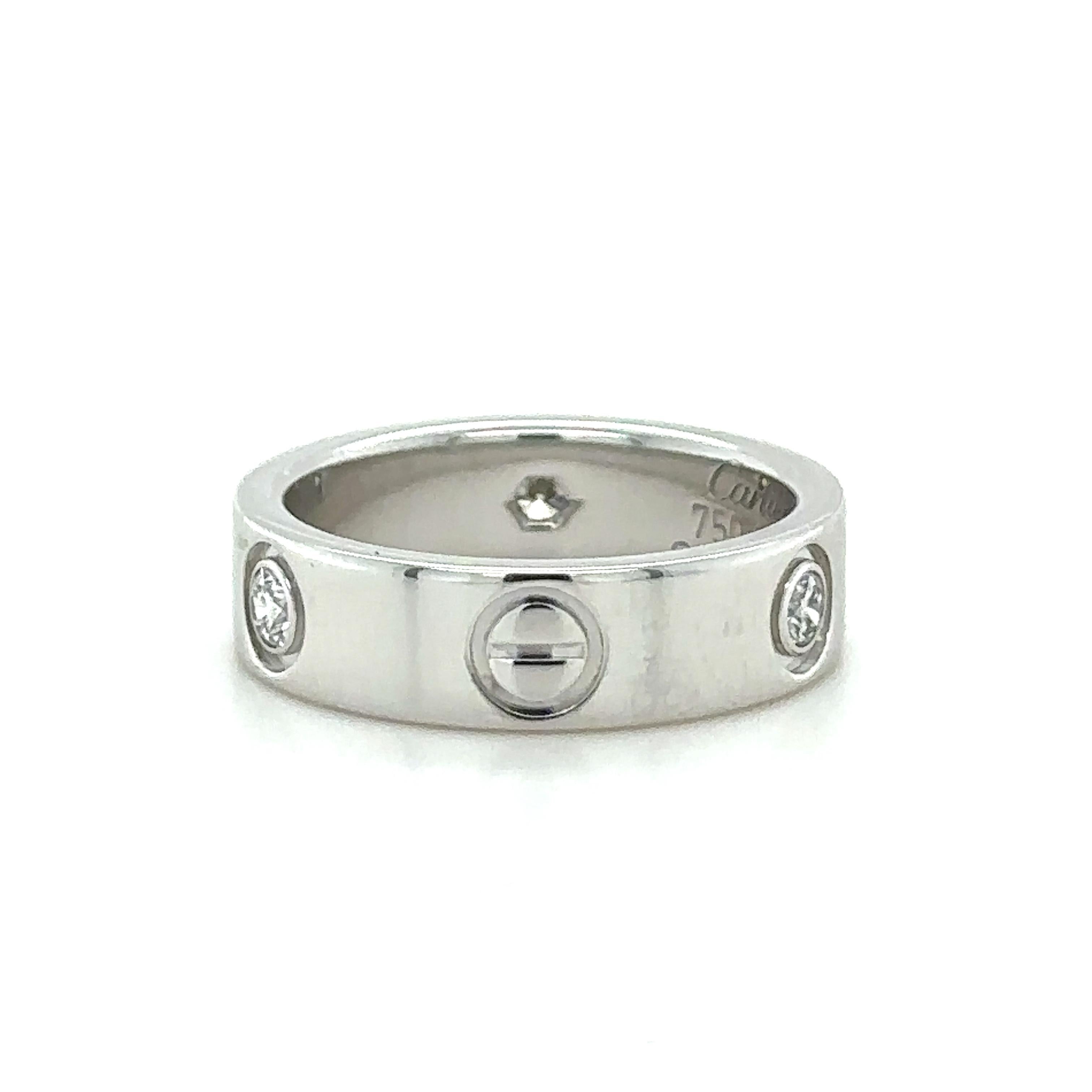 Round Cut Cartier Love Ring with 3 Diamonds 0.25ct