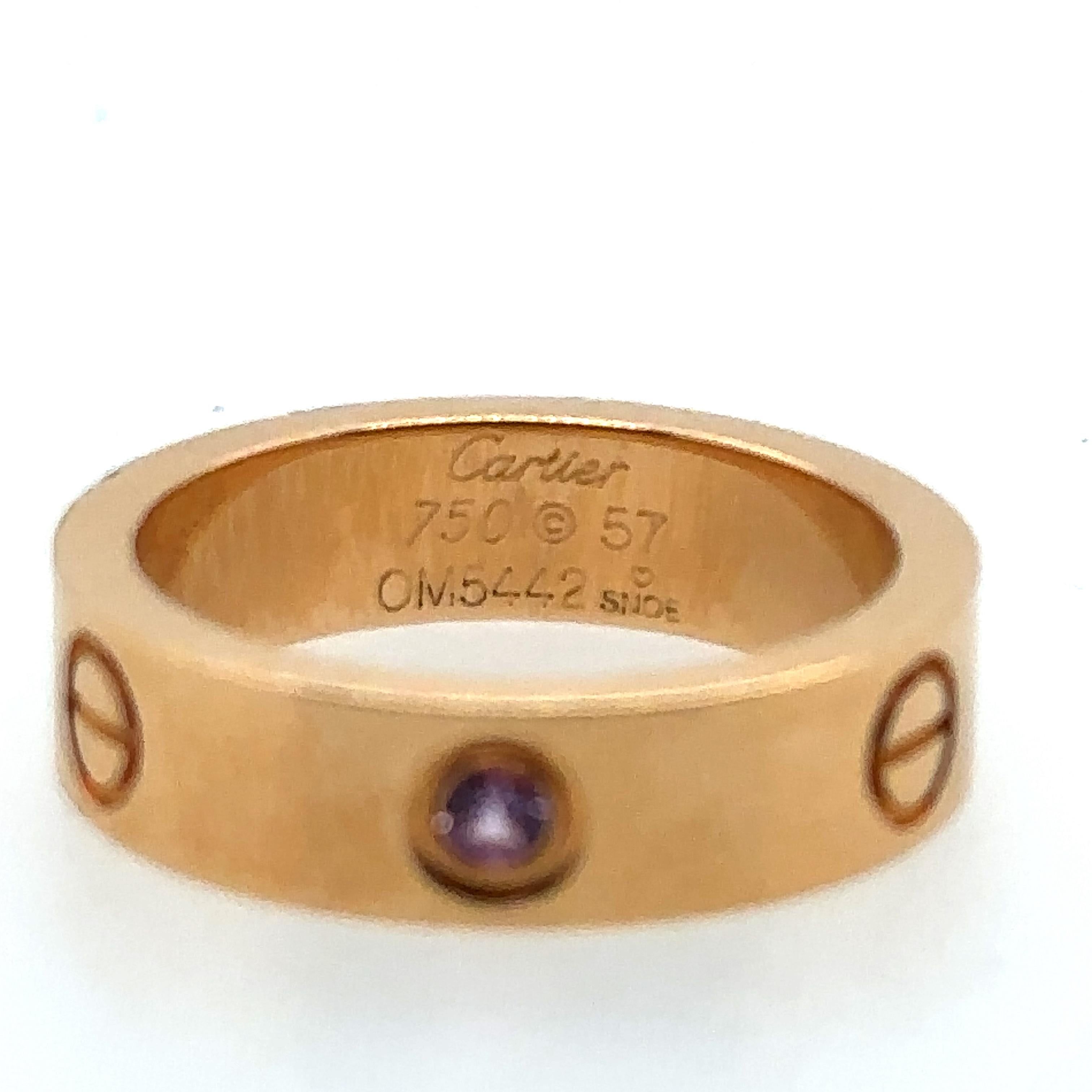 Cartier Love Ring with Pink Sapphire w/ certificate In Excellent Condition In Vaughan, CA
