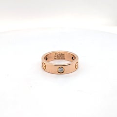 Cartier "Love" Ring with Three Diamonds in 18k Rose Gold - Size 7.5