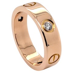 Cartier "Love" Ring with Three Diamonds in 18k Rose Gold - Size 7.5