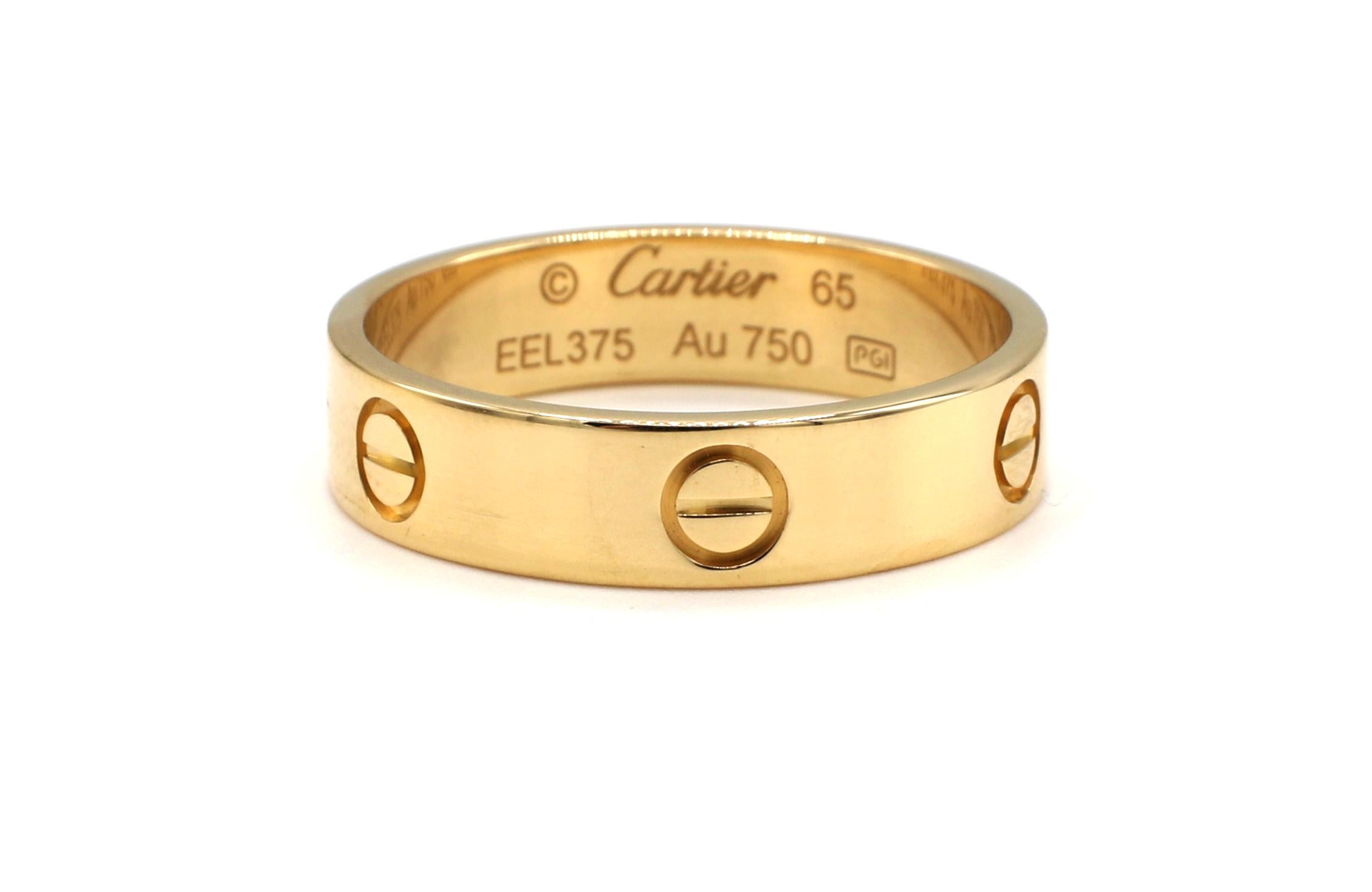 Cartier Love Ring Yellow Gold Size 65 
Metal: 18k yellow gold
Weight: 7.13 grams
Size: 65 (11 US)
Width: 5.5MM
Certificate included 