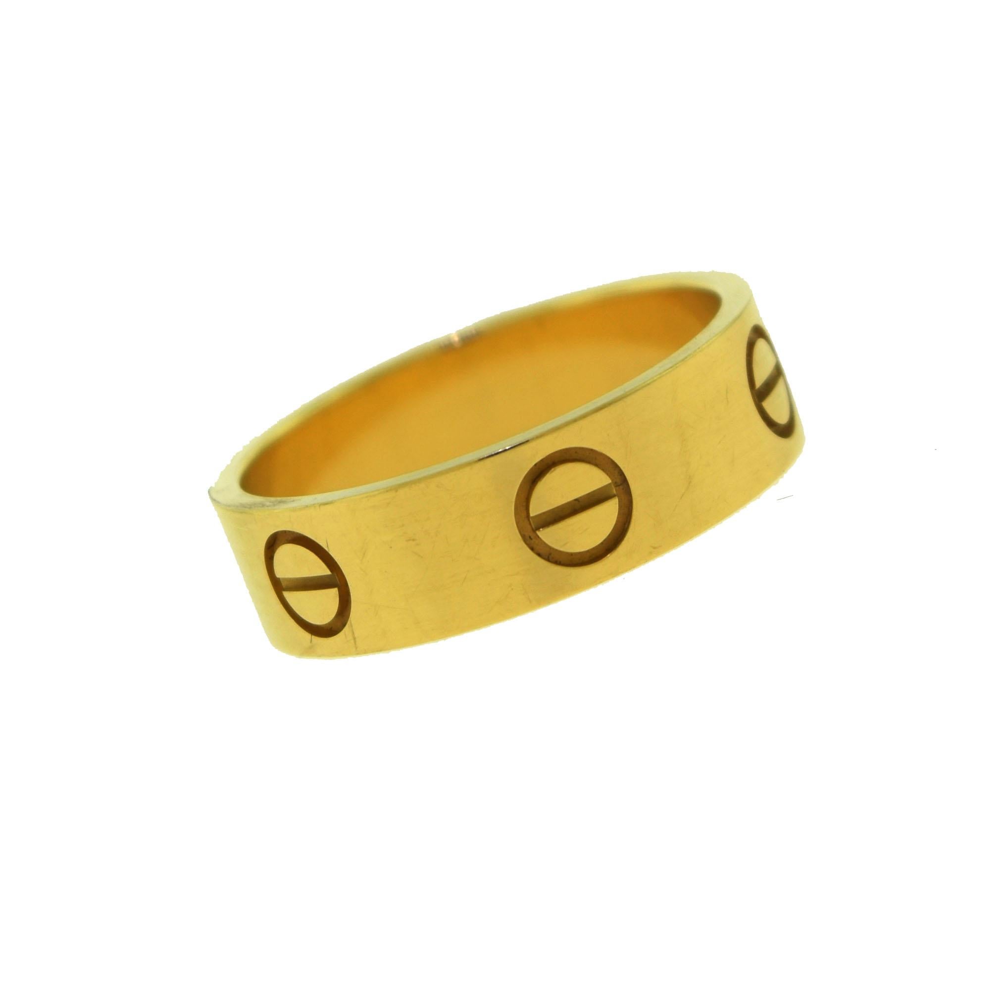 Cartier Love Ring Yellow Gold Ring In Good Condition In Miami, FL