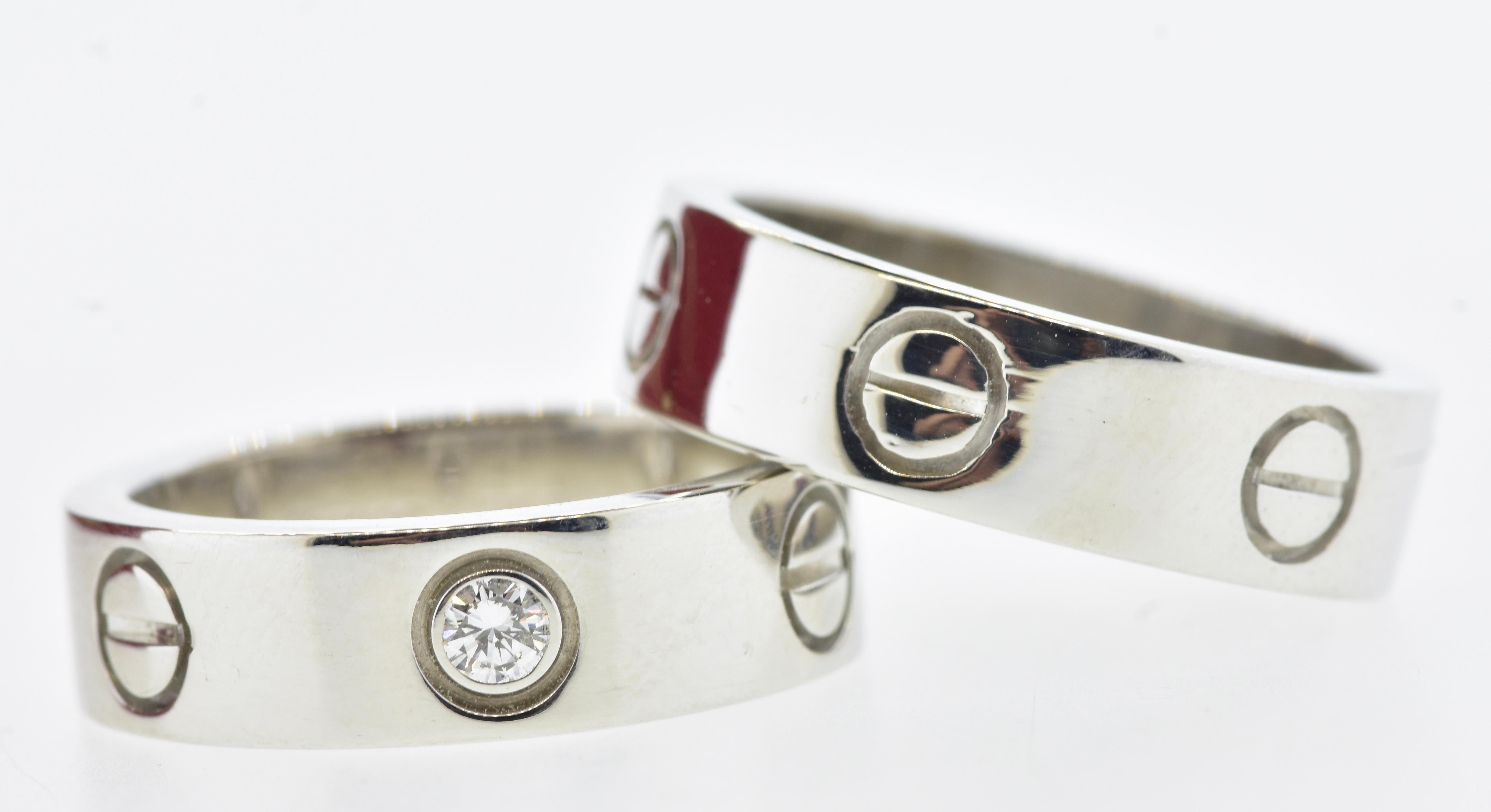 Ein passendes Paar Love-Ring von Cartier aus 18 Karat Weißgold (Zeitgenössisch)