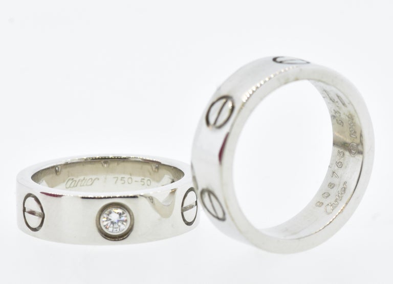 Cartier Love Ring's a Matching Pair in 18k White Gold For Sale at 1stDibs
