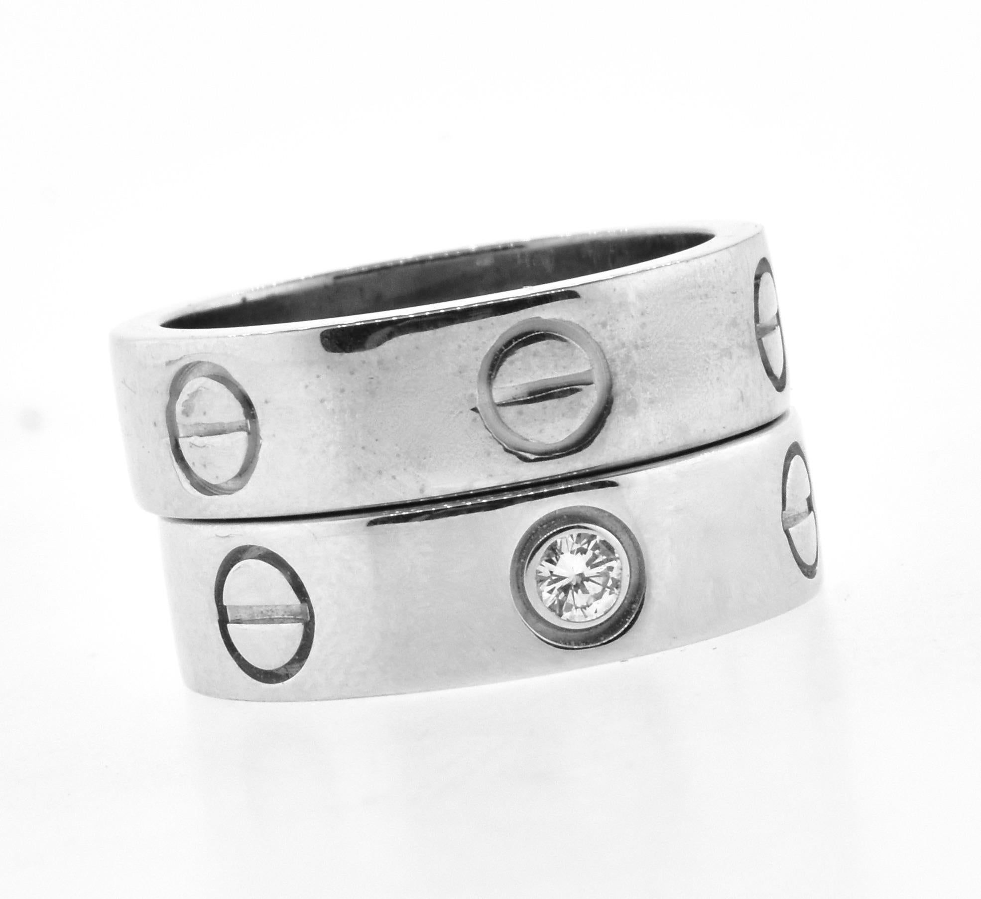 Women's or Men's Cartier Love Ring's a Matching Pair in 18k White Gold