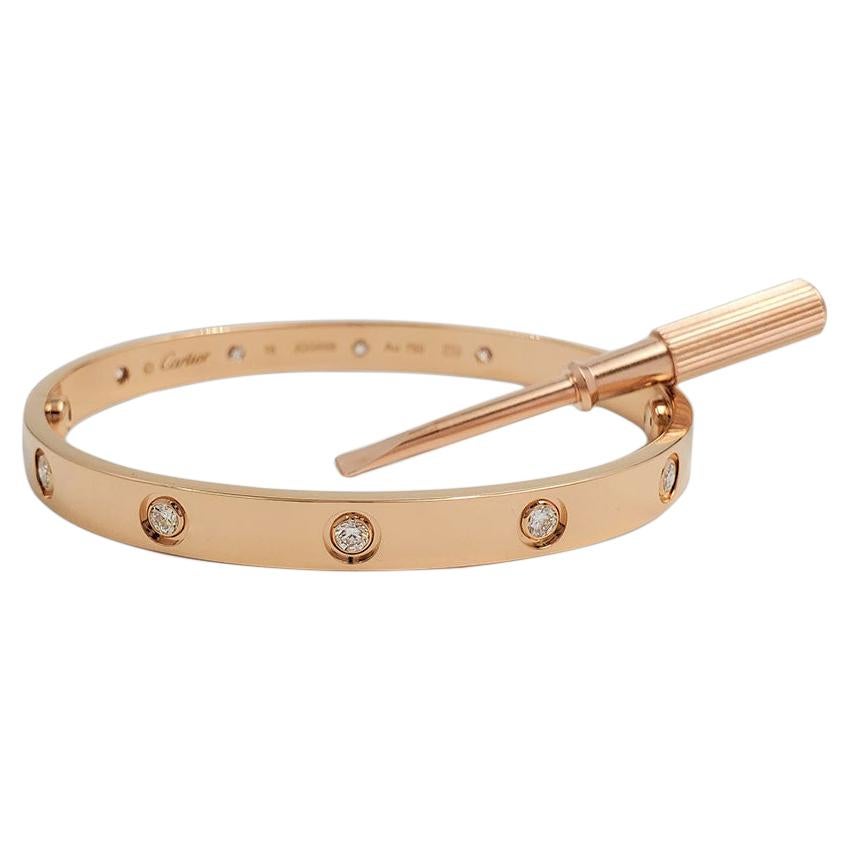 Cartier 'Love' Rose Gold 10-Diamond Bracelet