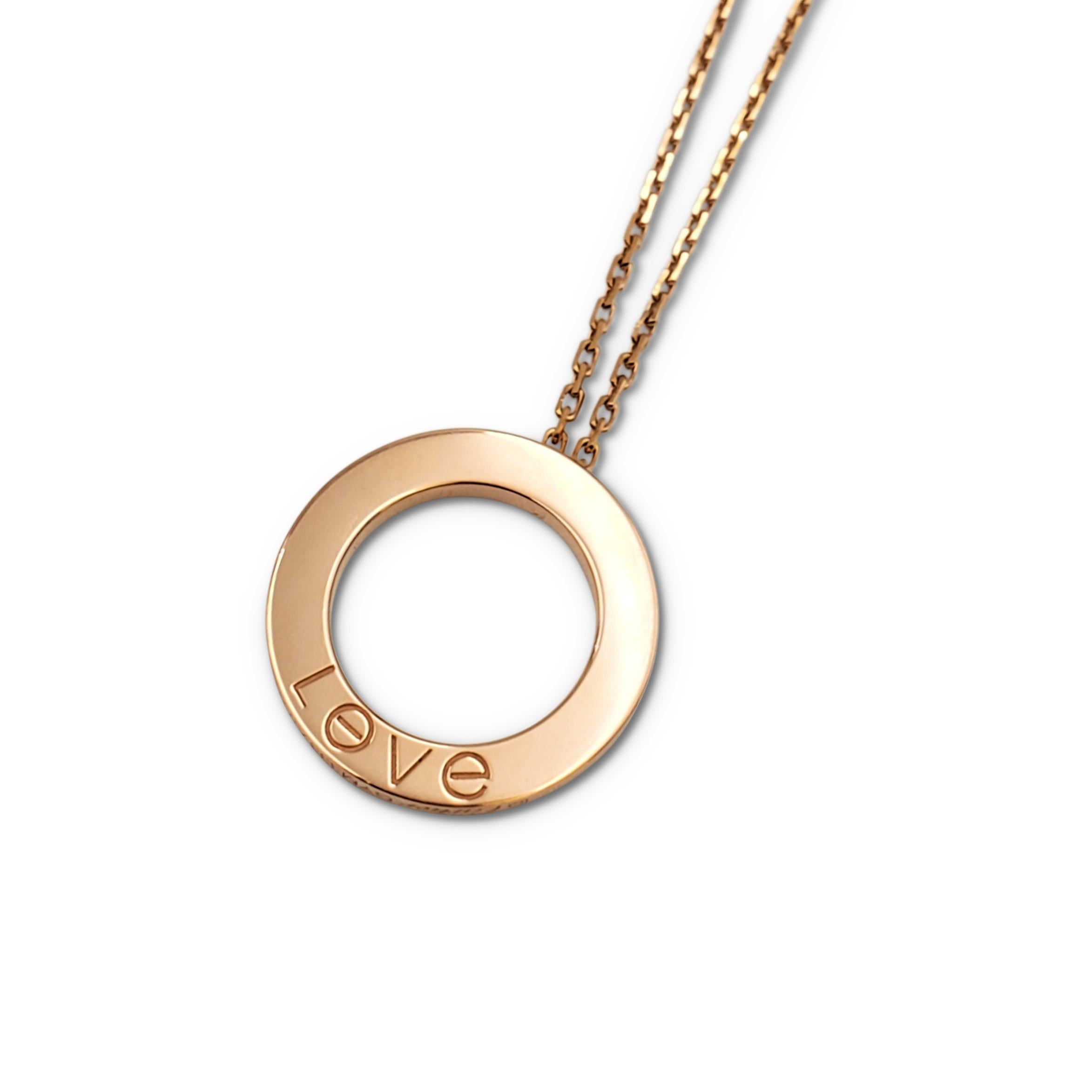 Cartier 'Love' Rose Gold 3-Diamond Circle Charm Necklace 1