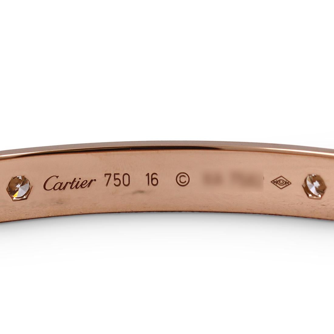 Brilliant Cut Cartier Love Rose Gold 4-Diamond Bracelet