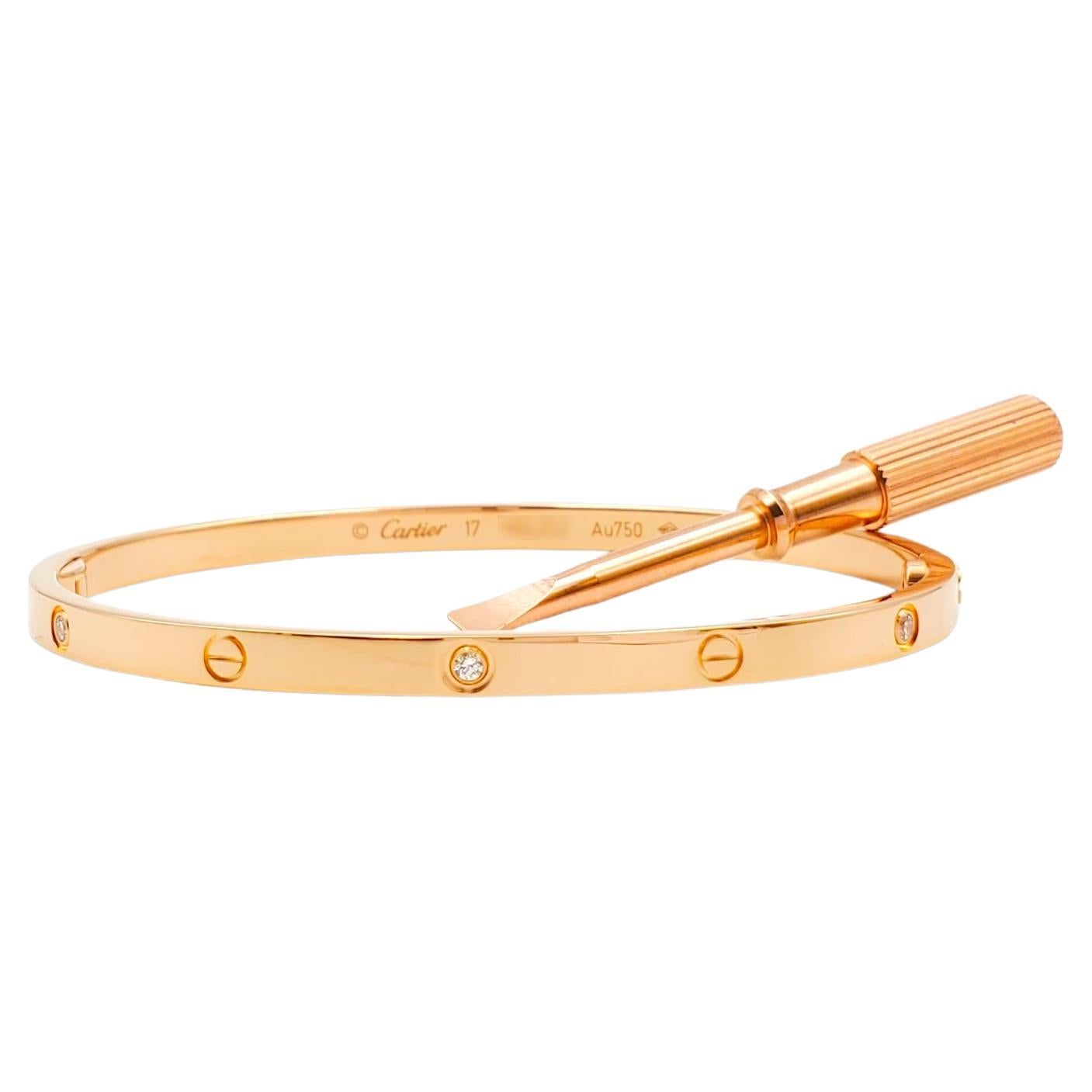 Cartier 'Love' Rose Gold 6-Diamond Bracelet, Small Model