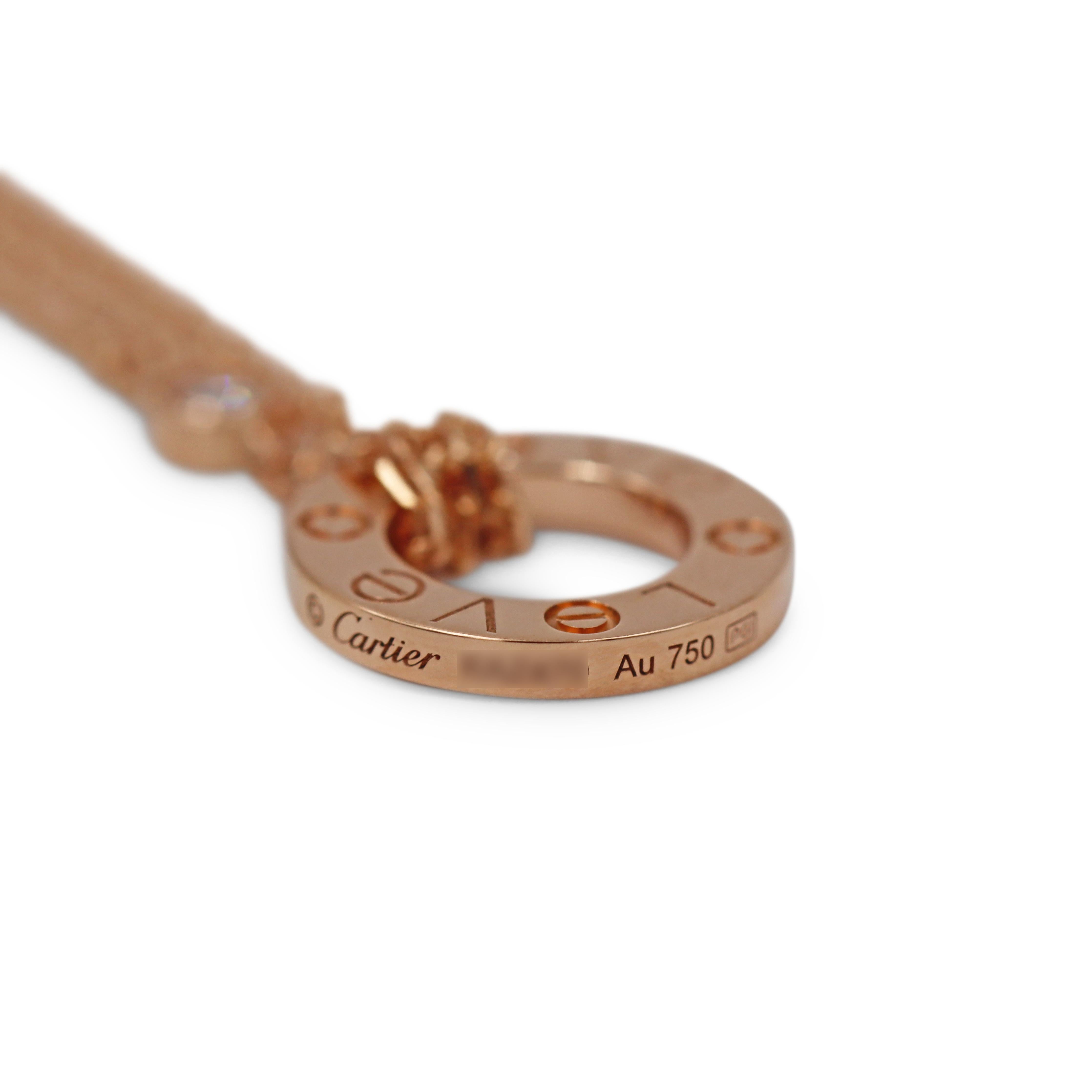 Brilliant Cut Cartier 'Love' Rose Gold and Diamond Circle Charm Necklace