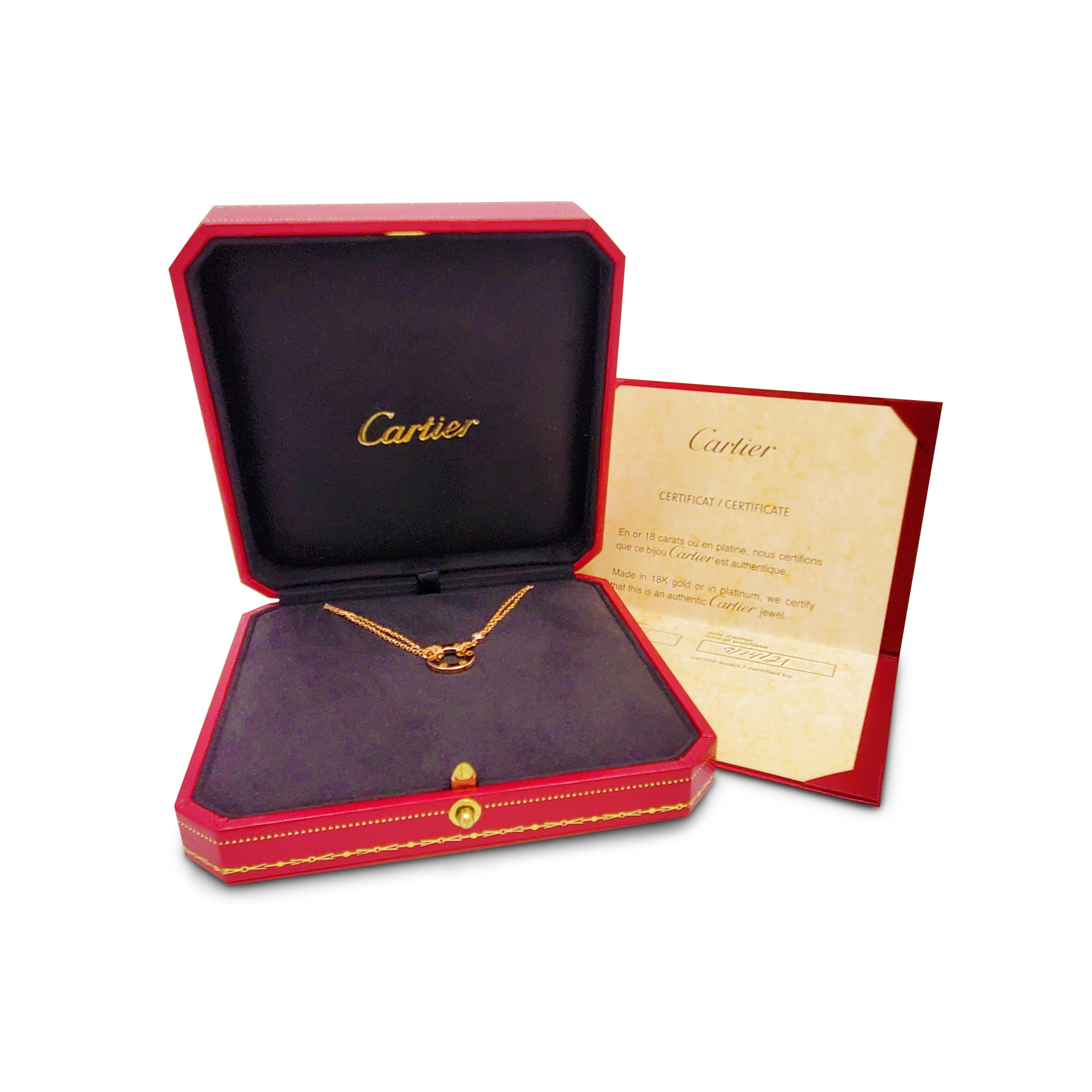 Round Cut Cartier Love Rose Gold and Diamond Circle Charm Necklace