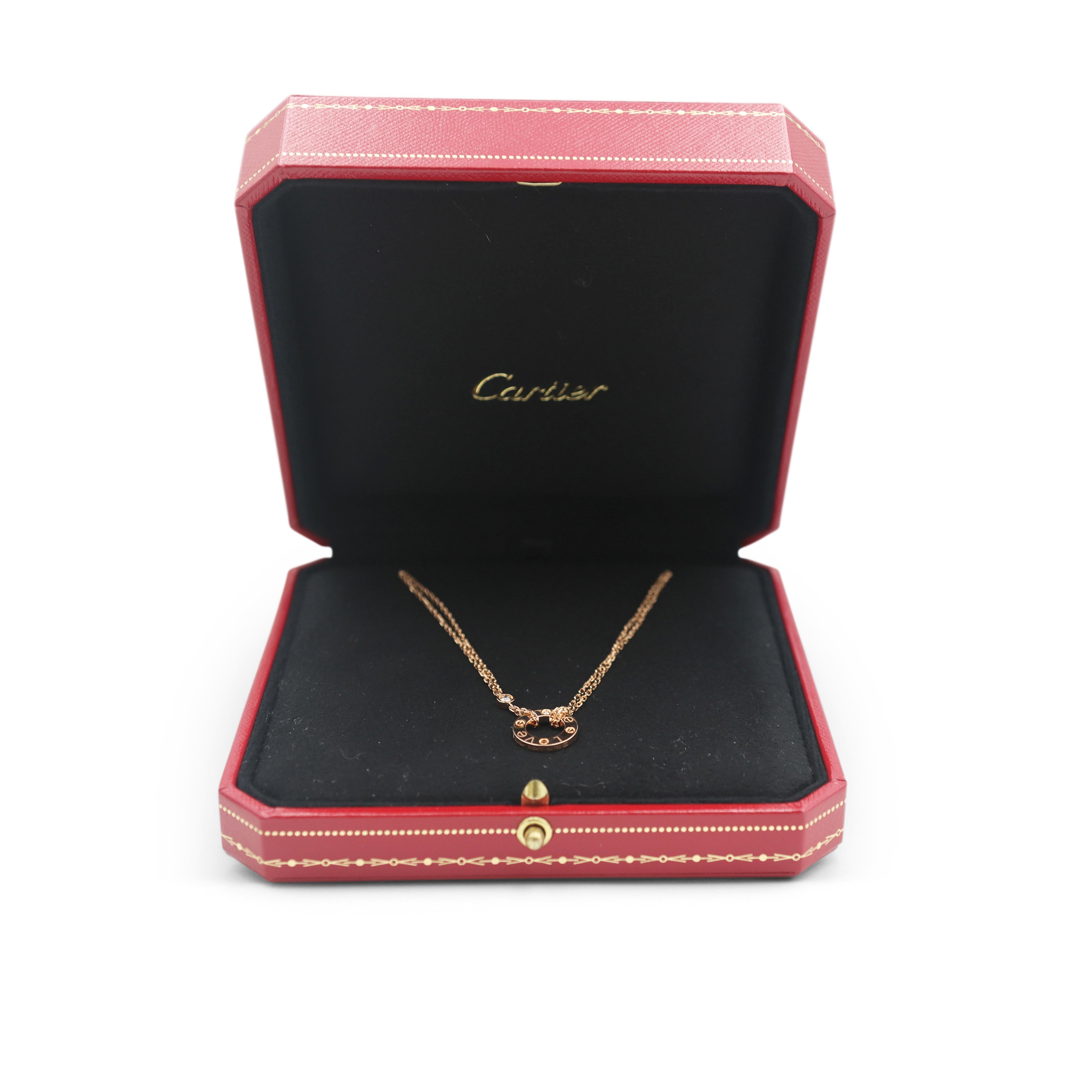 Cartier 'Love' Rose Gold and Diamond Circle Charm Necklace 1