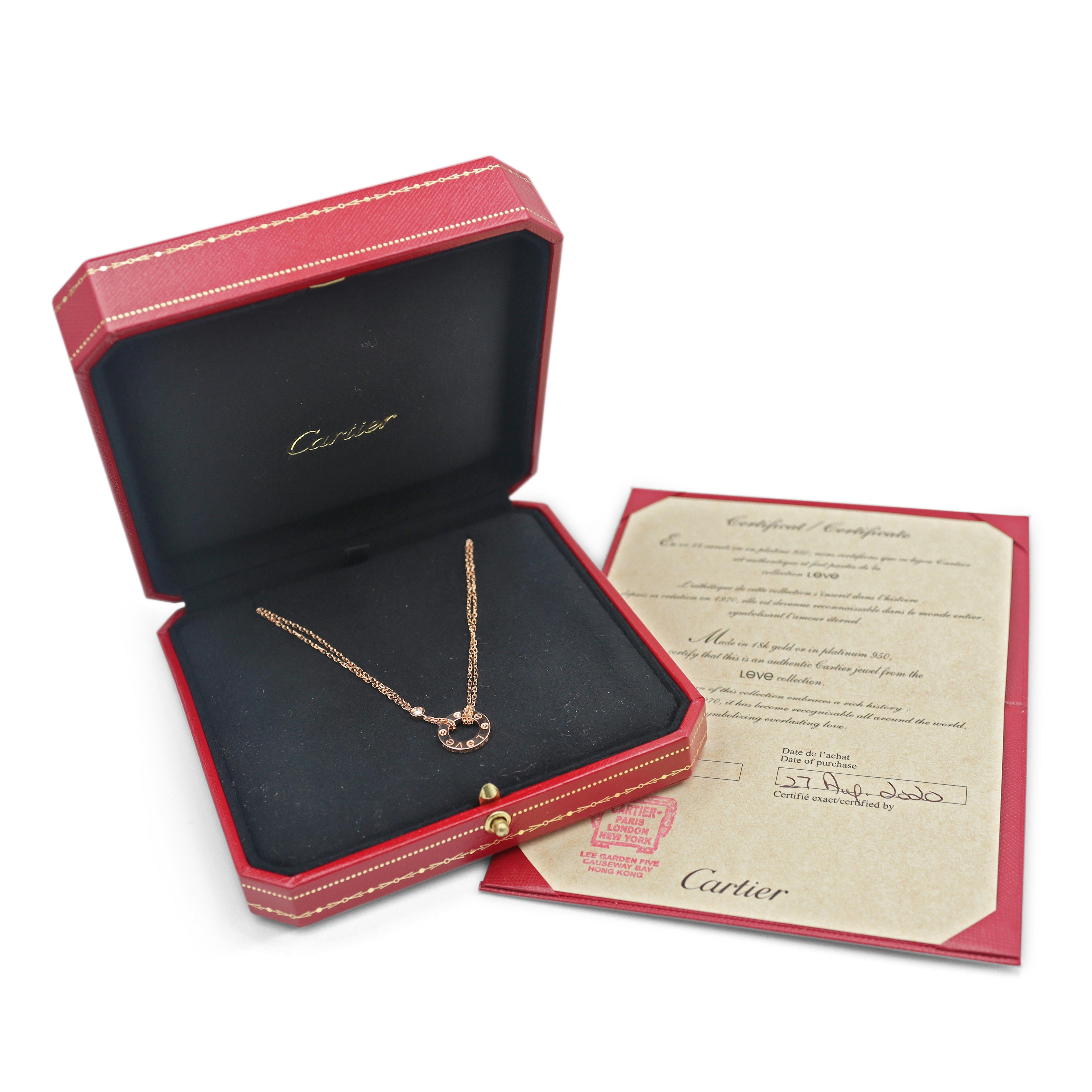 Cartier 'Love' Rose Gold and Diamond Circle Charm Necklace 2