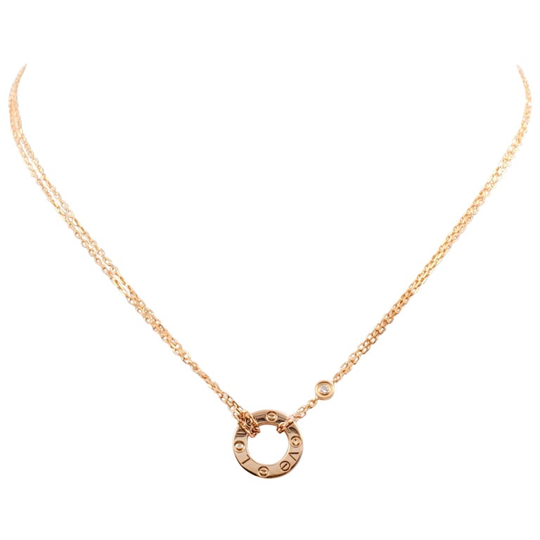 Cartier 'Love' Rose Gold and Diamond Circle Charm Necklace at 1stDibs ...