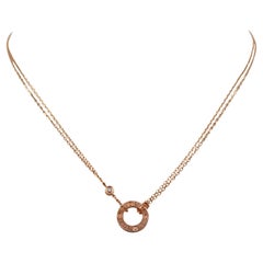 Cartier 'Love' Rose Gold and Diamond Circle Charm Necklace