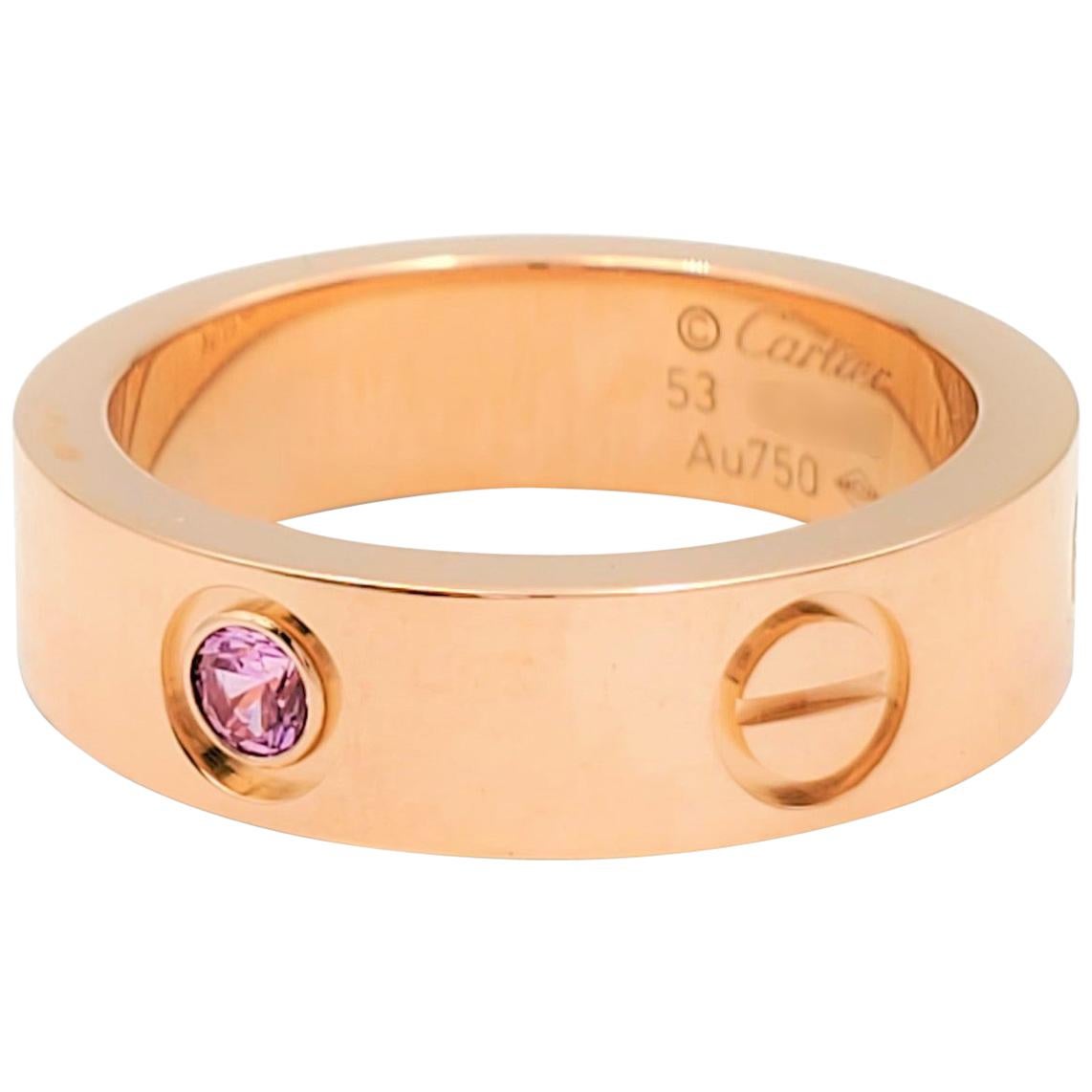 Cartier 'Love' Rose Gold and Pink Sapphire Ring