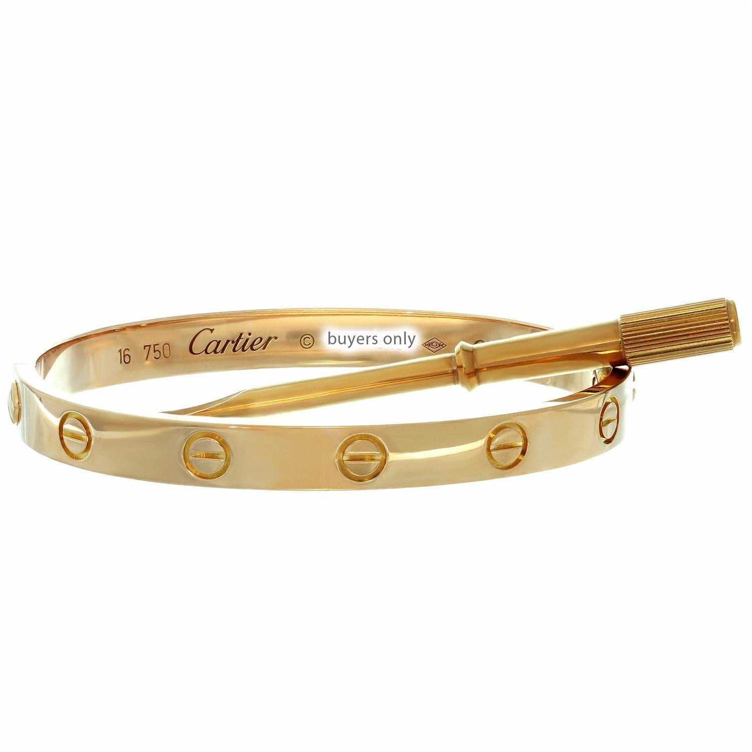 Cartier Love Rose Gold Bangle Bracelet Pouch Papers. Sz.16 1