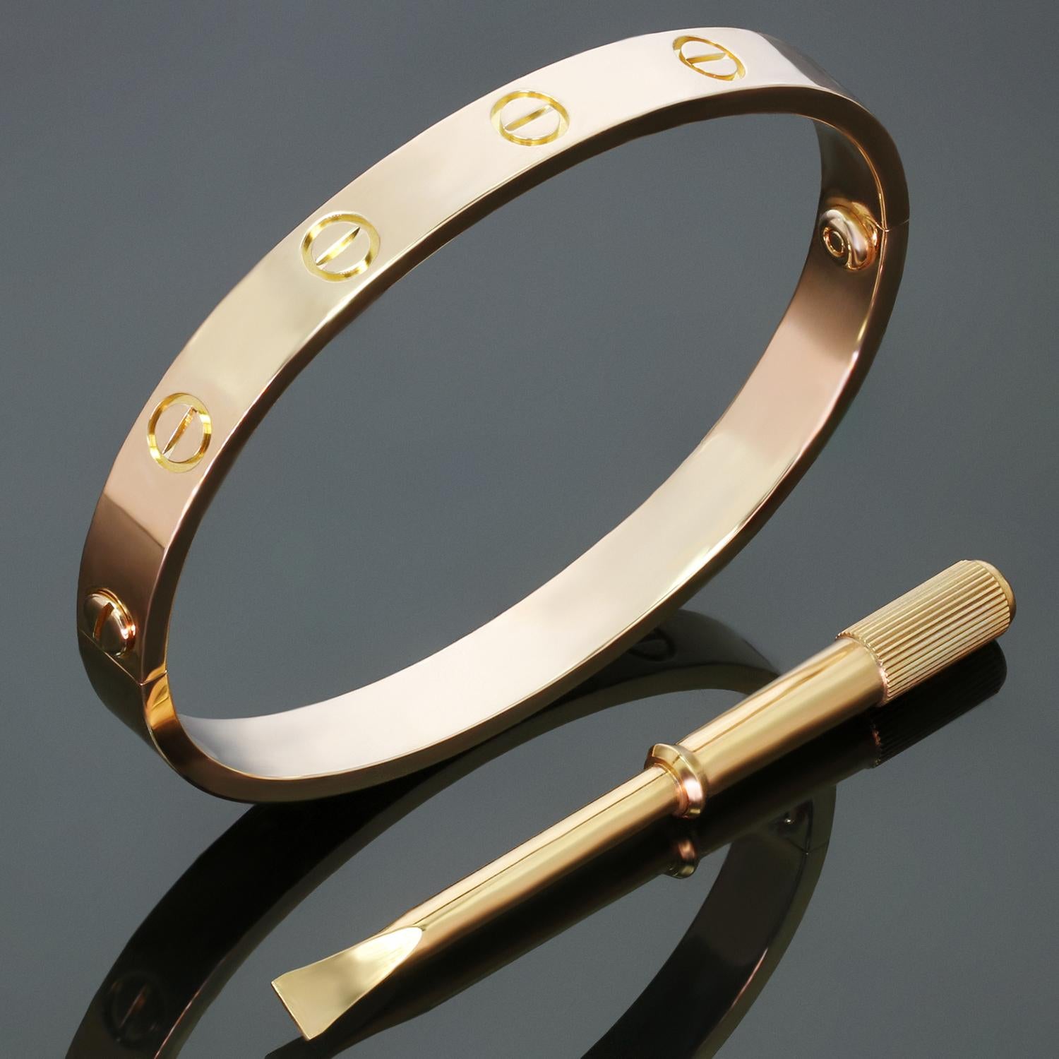 Cartier Love Rose Gold Bangle Bracelet Pouch Papers. Sz.16 2