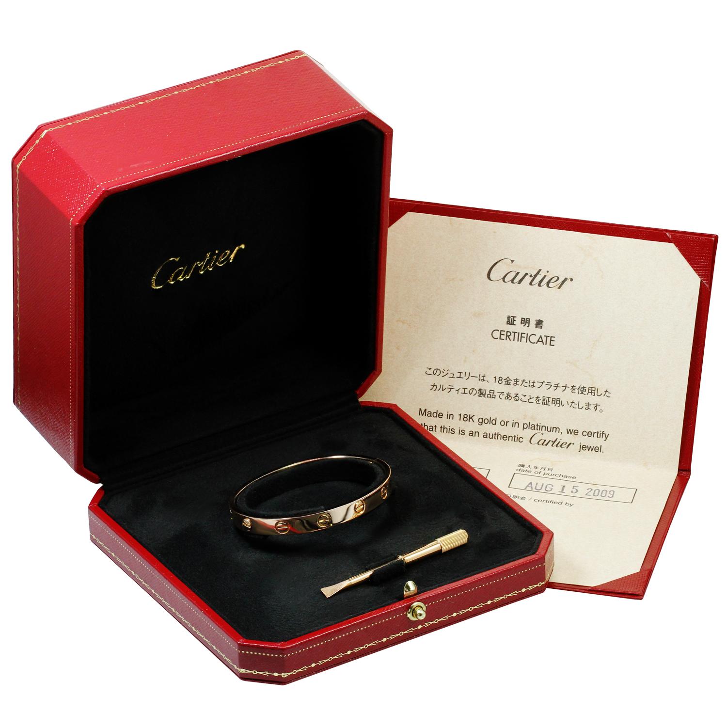 Cartier Love Rose Gold Bangle Bracelet 