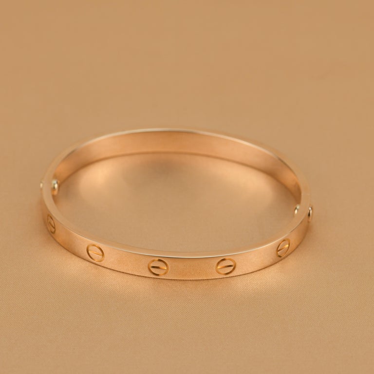 Cartier Love Bracelet 18K Rose Gold Size 16 For Sale at 1stDibs
