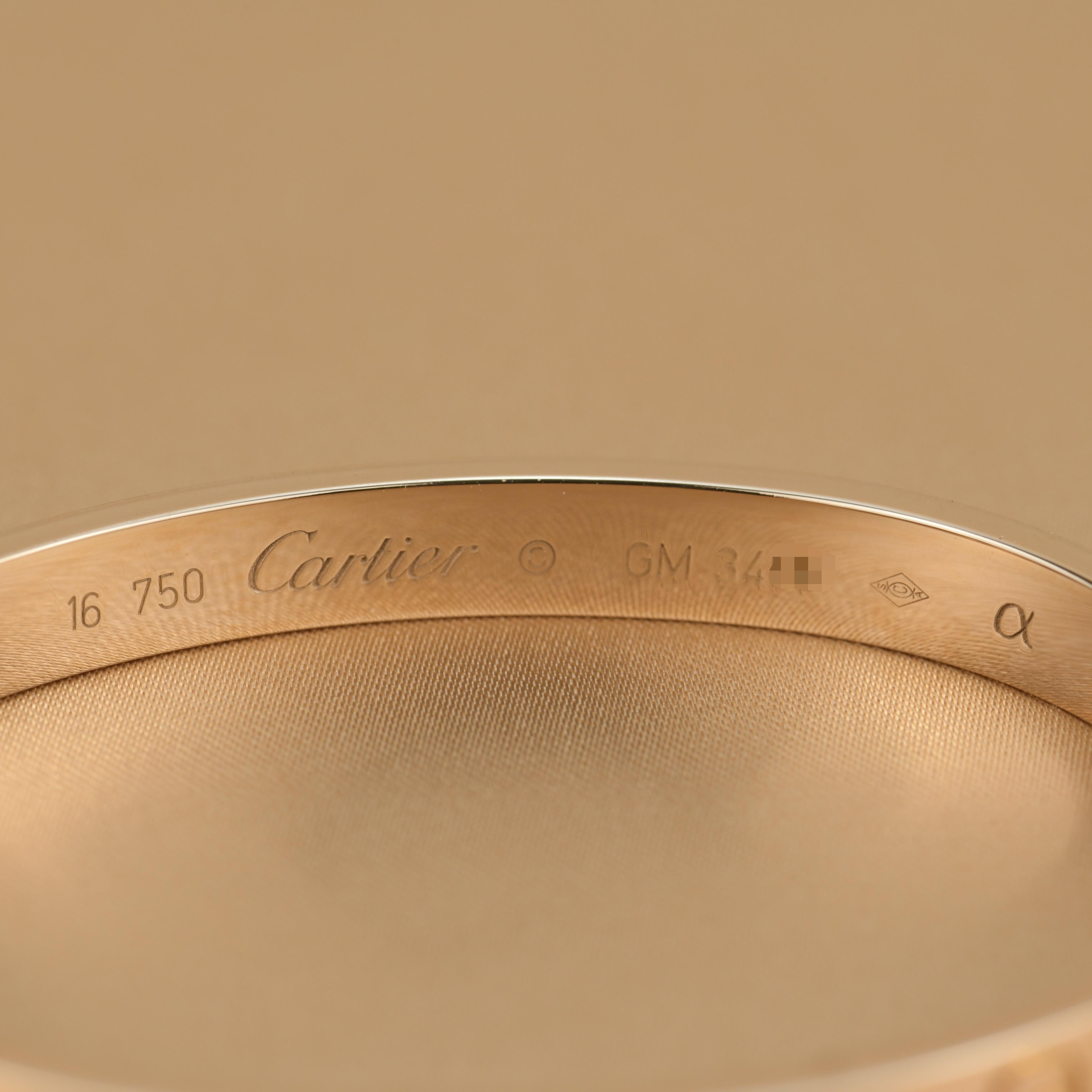 Cartier Love Bracelet 18K Rose Gold Size 16 In Excellent Condition For Sale In Banbury, GB