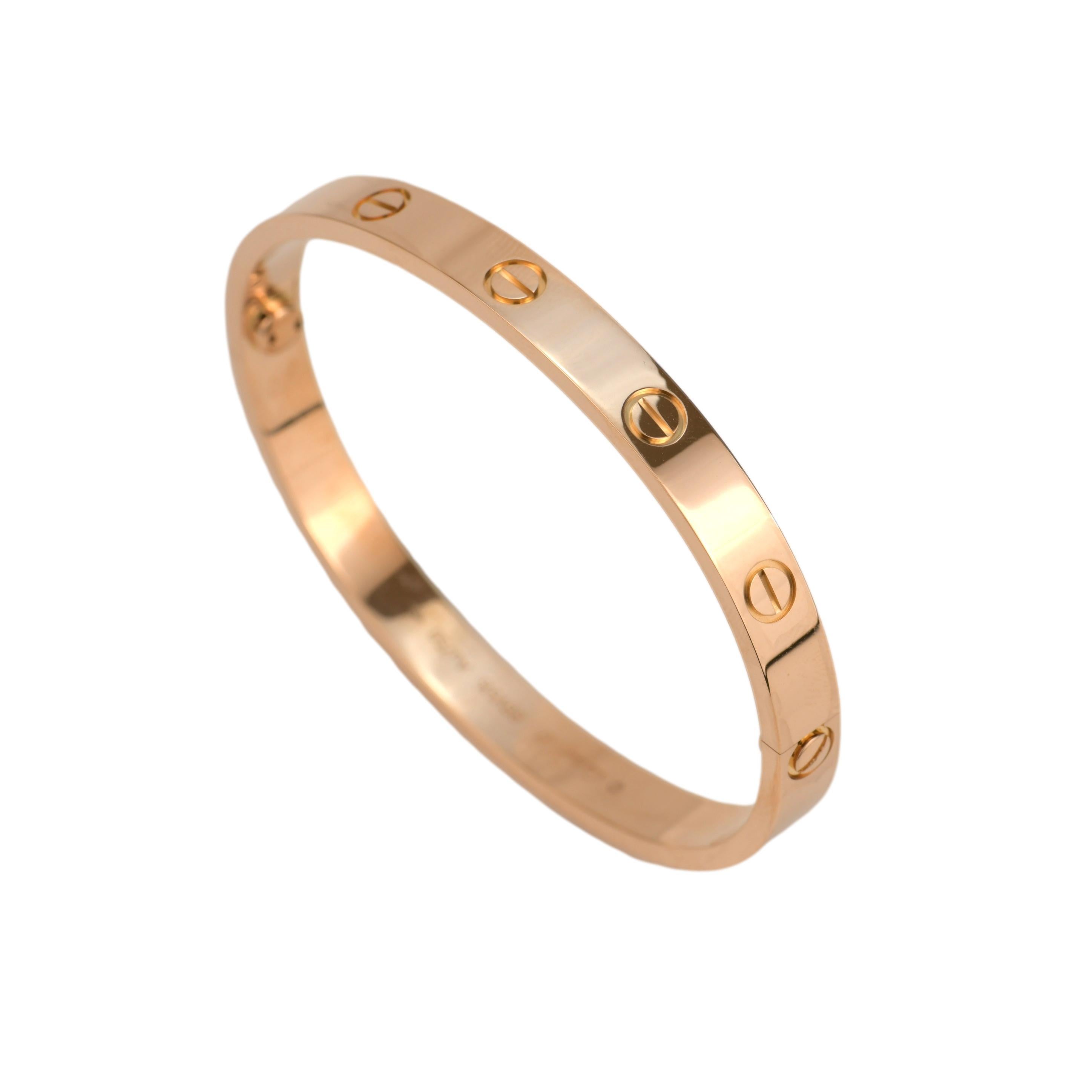 Cartier Love Rose Gold Bracelet B6035600 with Box and Paper In Excellent Condition In Banbury, GB