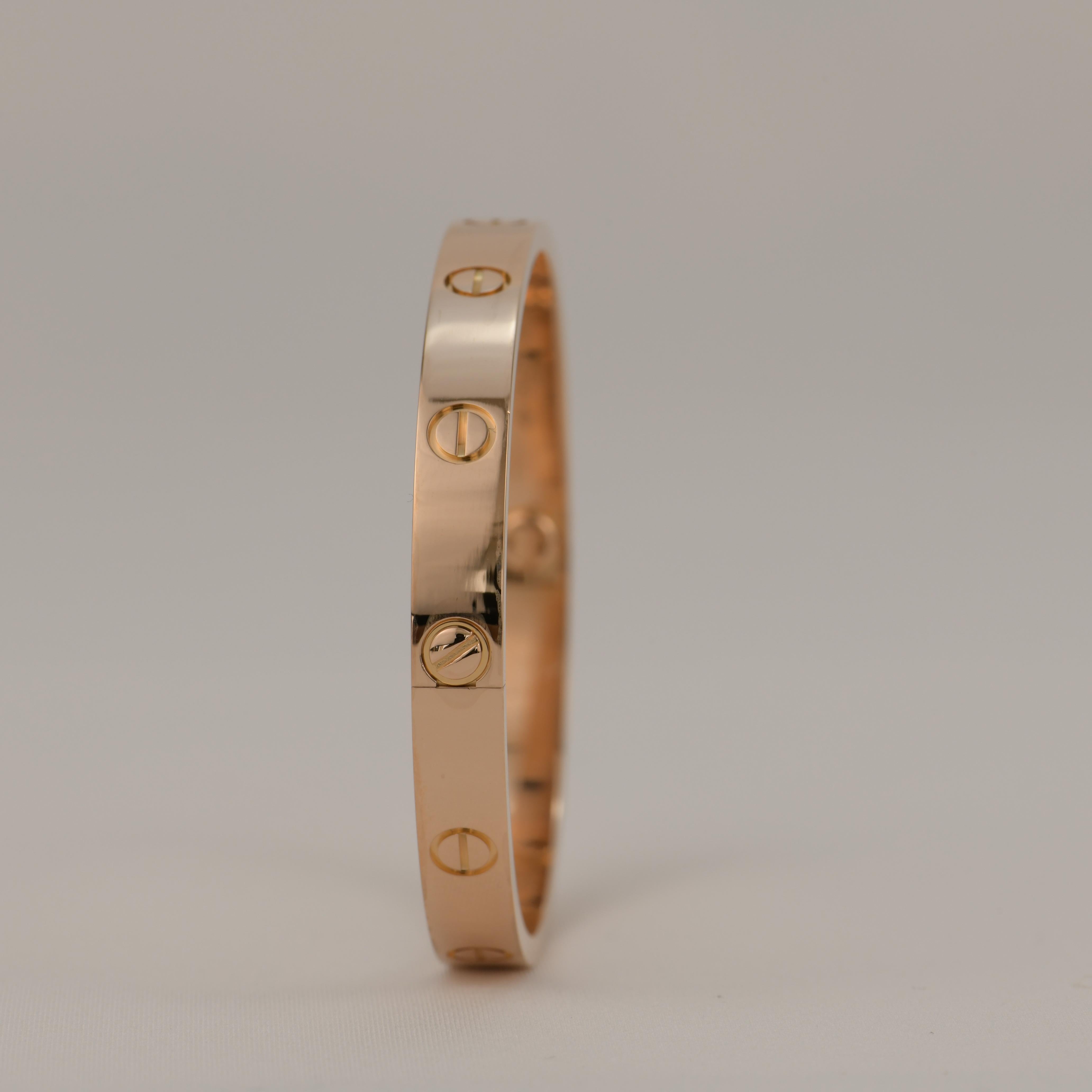 Cartier Love Rose Gold Bracelet B6035600 with Box and Paper 2