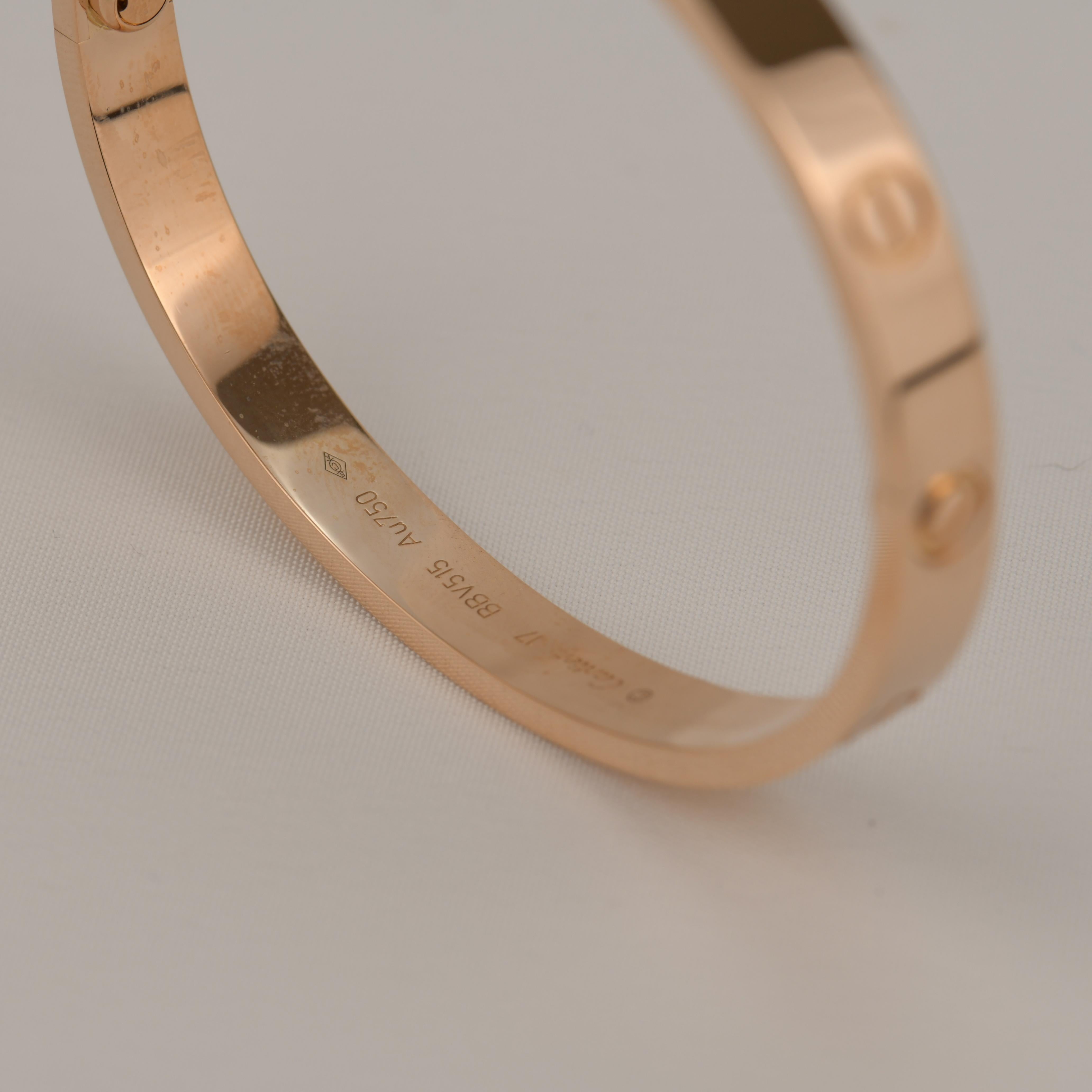 Cartier Love Rose Gold Bracelet B6035600 with Box and Paper 3