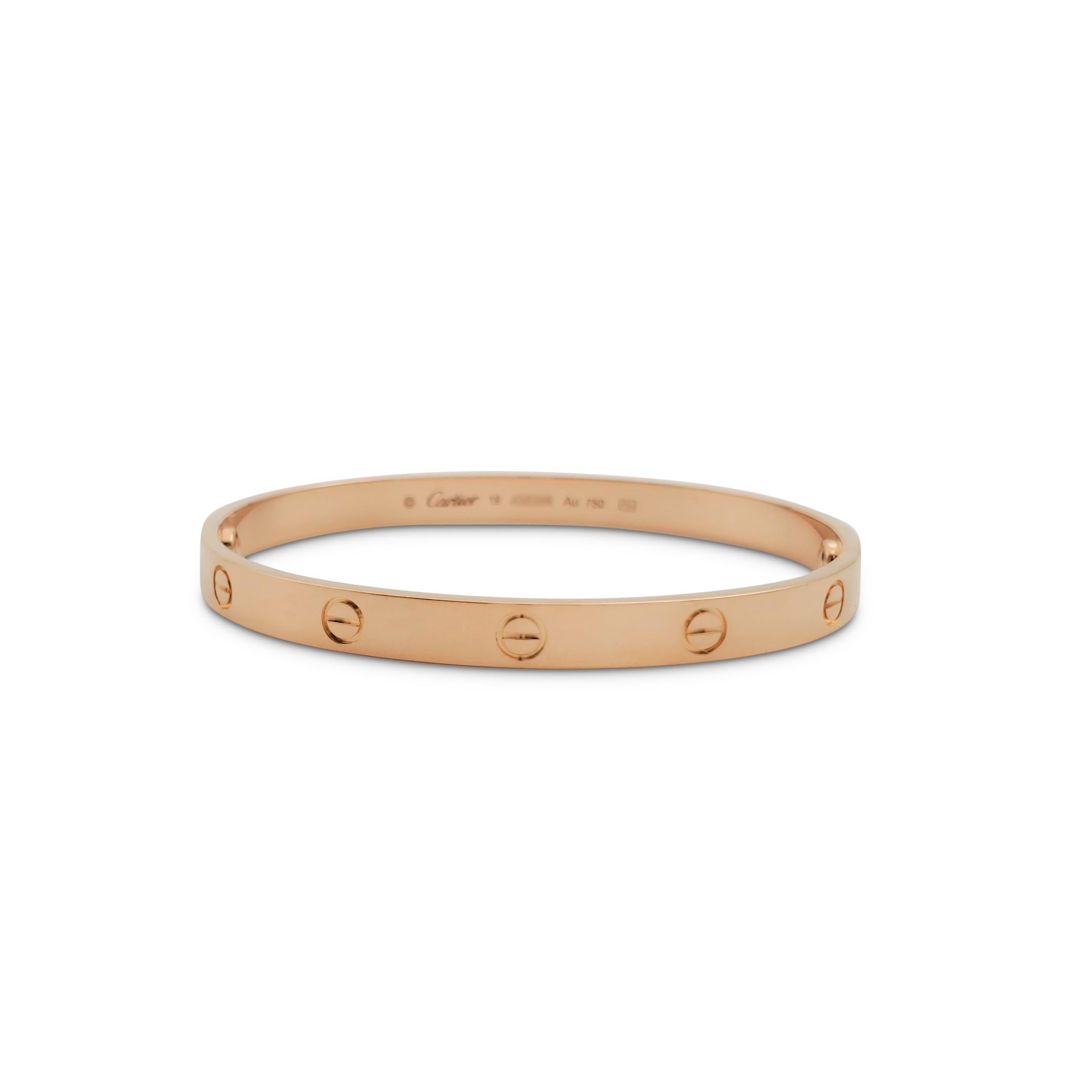 Cartier 'Love' Rose Gold Bracelet In Excellent Condition In New York, NY