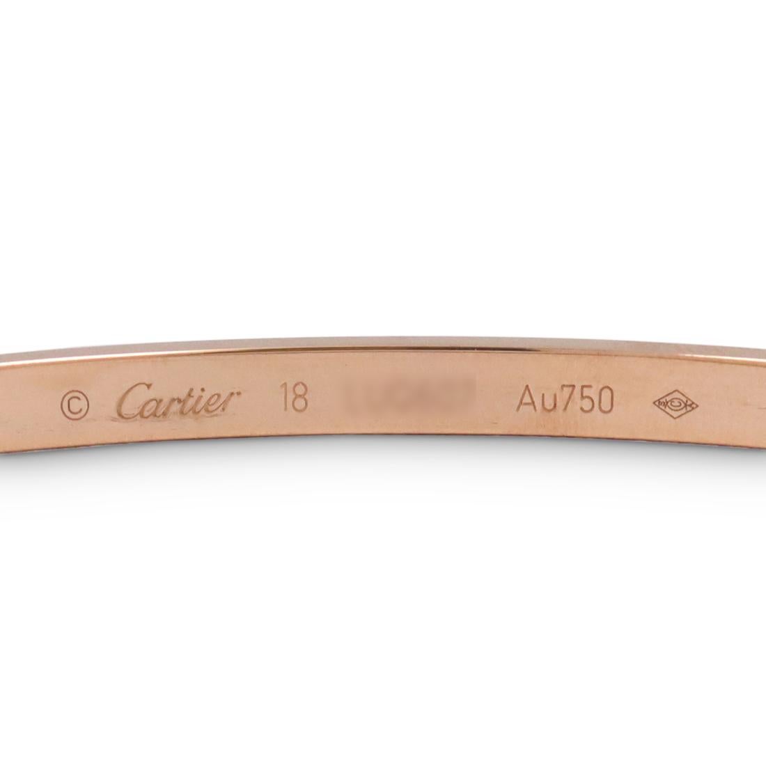 Cartier 'Love' Rose Gold Bracelet, Small Model In Excellent Condition In New York, NY