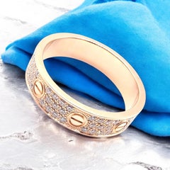 Cartier Love Rose Gold Diamond Paved Ring