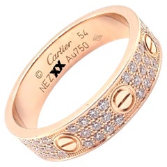 Cartier Love Rose Gold Diamond Paved Ring