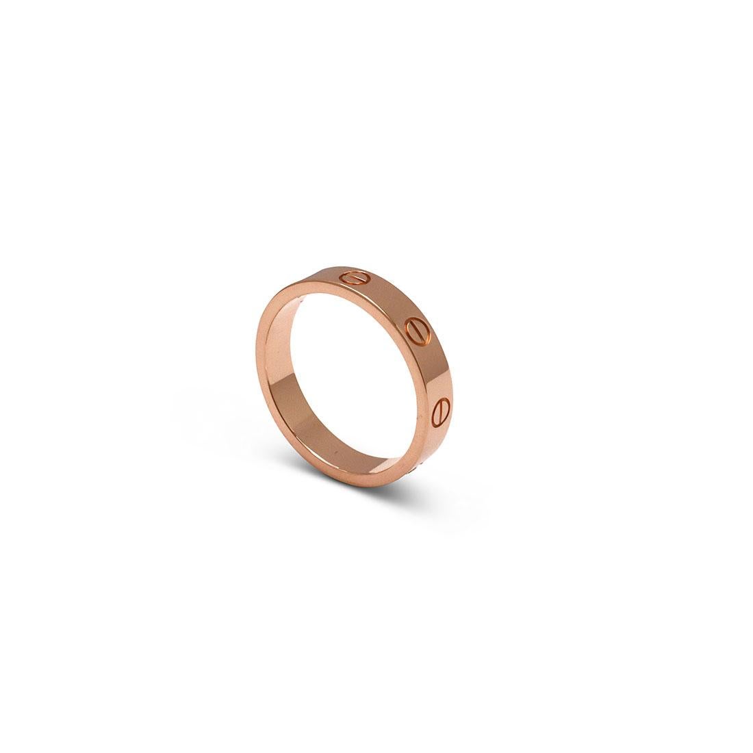 Round Cut Cartier Love Rose Gold Diamond Wedding Band