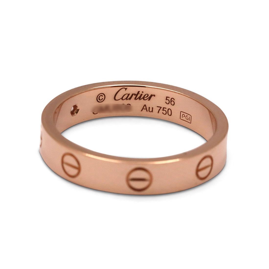 Cartier Love Rose Gold Diamond Wedding Band In Excellent Condition In New York, NY