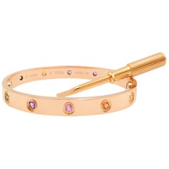 Cartier 'Love' Rose Gold Multi-Gemstone Bracelet