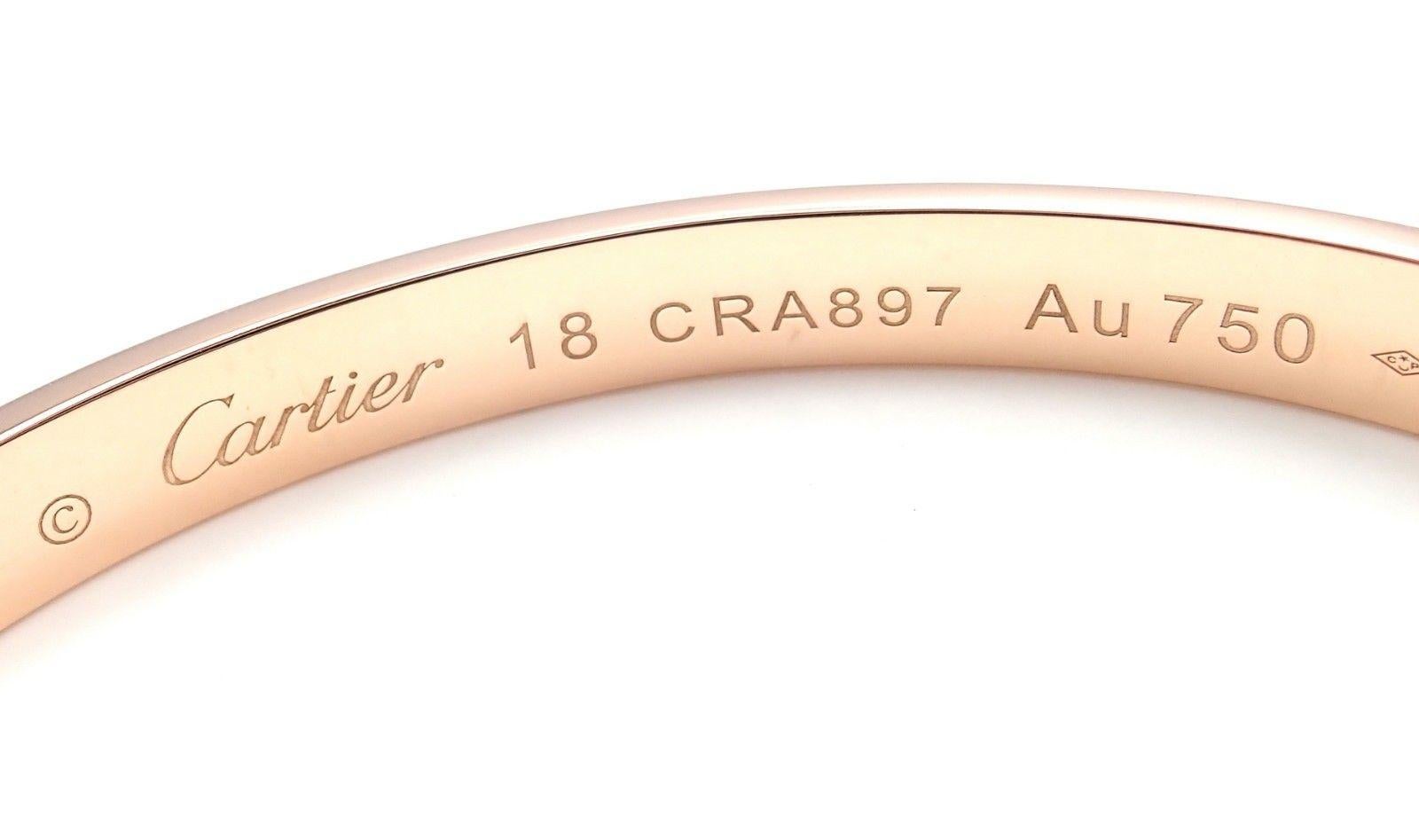 Women's or Men's Cartier Love Rose Gold Open Cuff Bangle Bracelet
