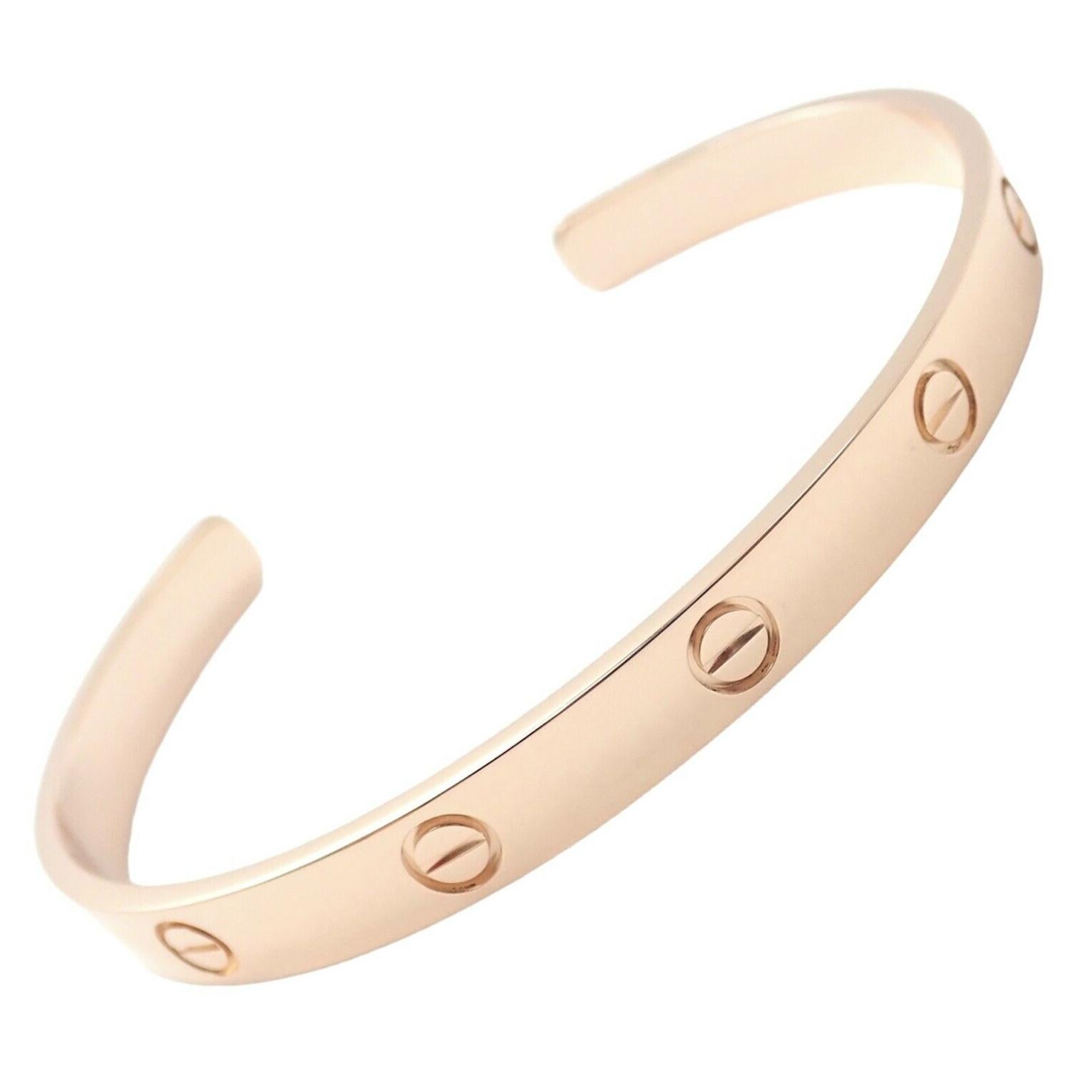 Cartier Love Rose Gold Open Cuff Bangle Bracelet