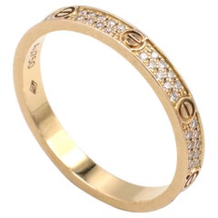 Cartier Love Rose Gold Pave Natural Diamond Band Ring Small Model 