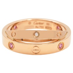 Cartier Love Rose Gold Pink Sapphire and Diamond Ring